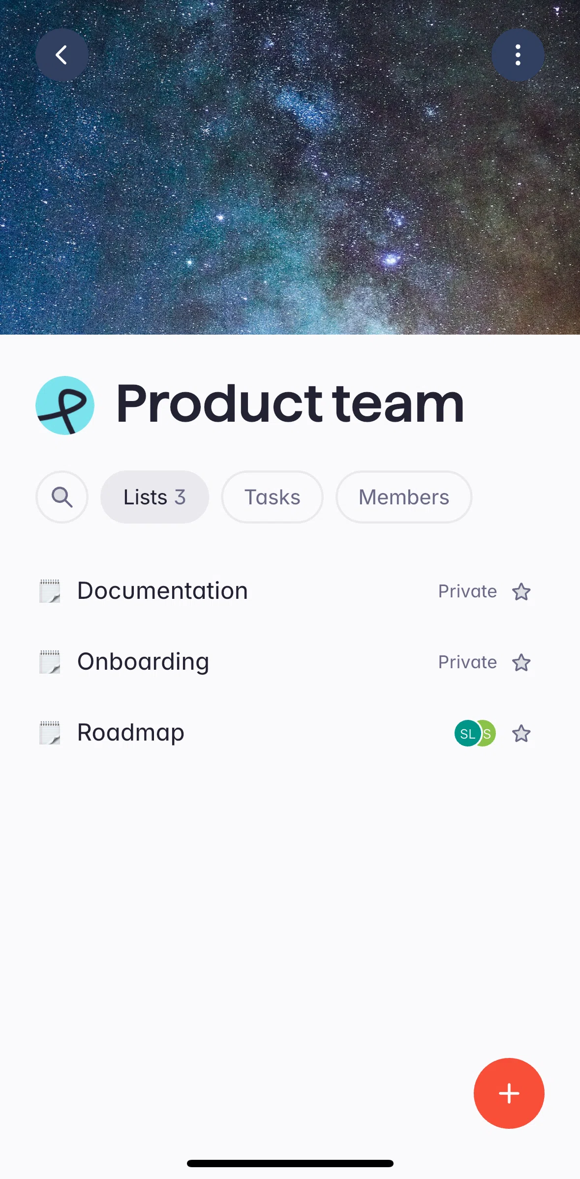 Superlist Screen screen in the List detail (team) flow