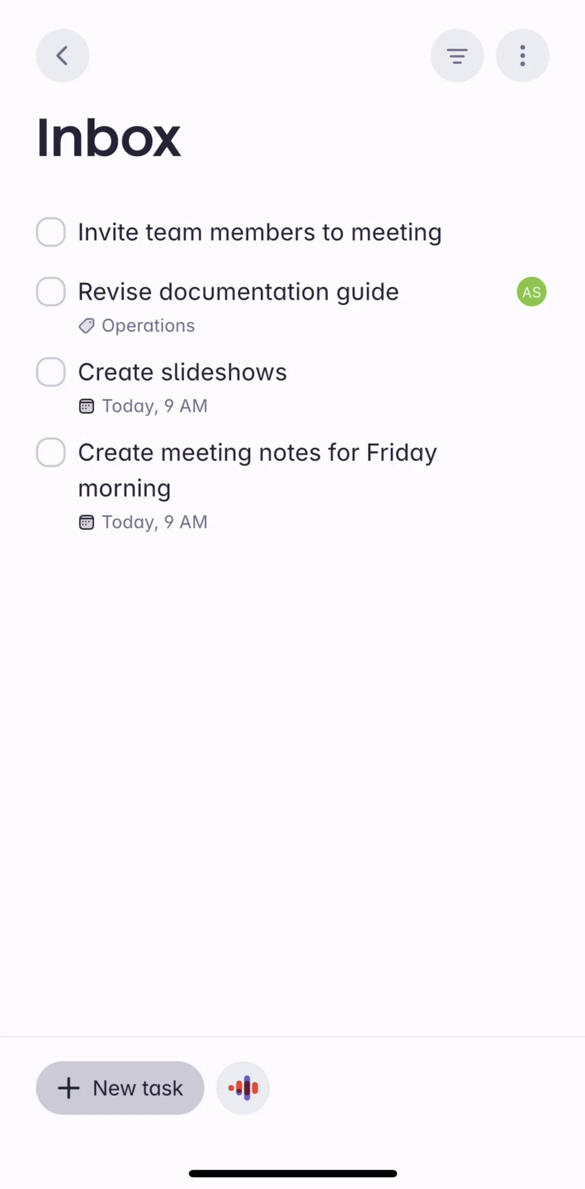 Superlist Screen screen in the Marking a task as done flow