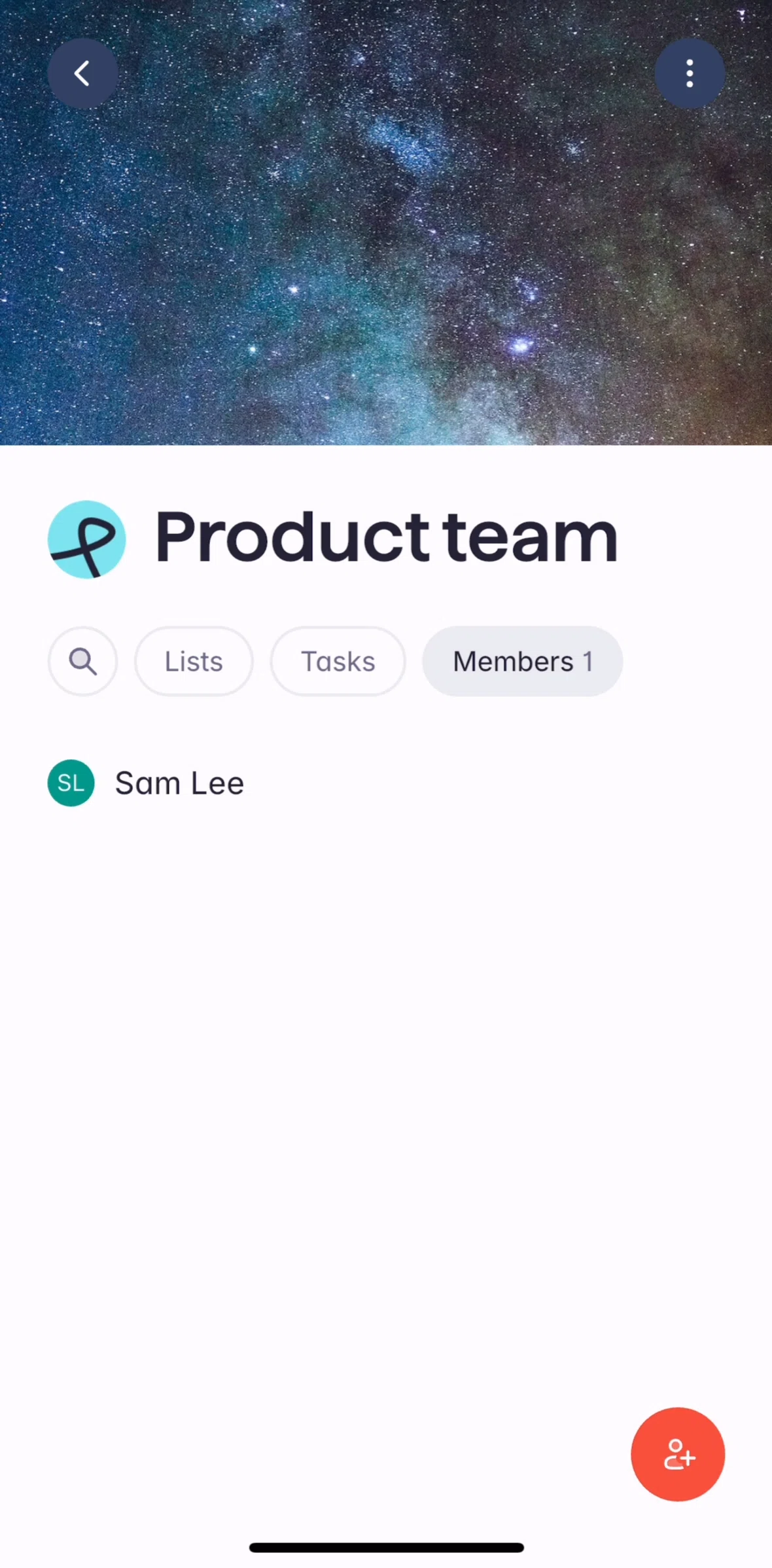 Superlist Screen screen in the Tasks (team) flow