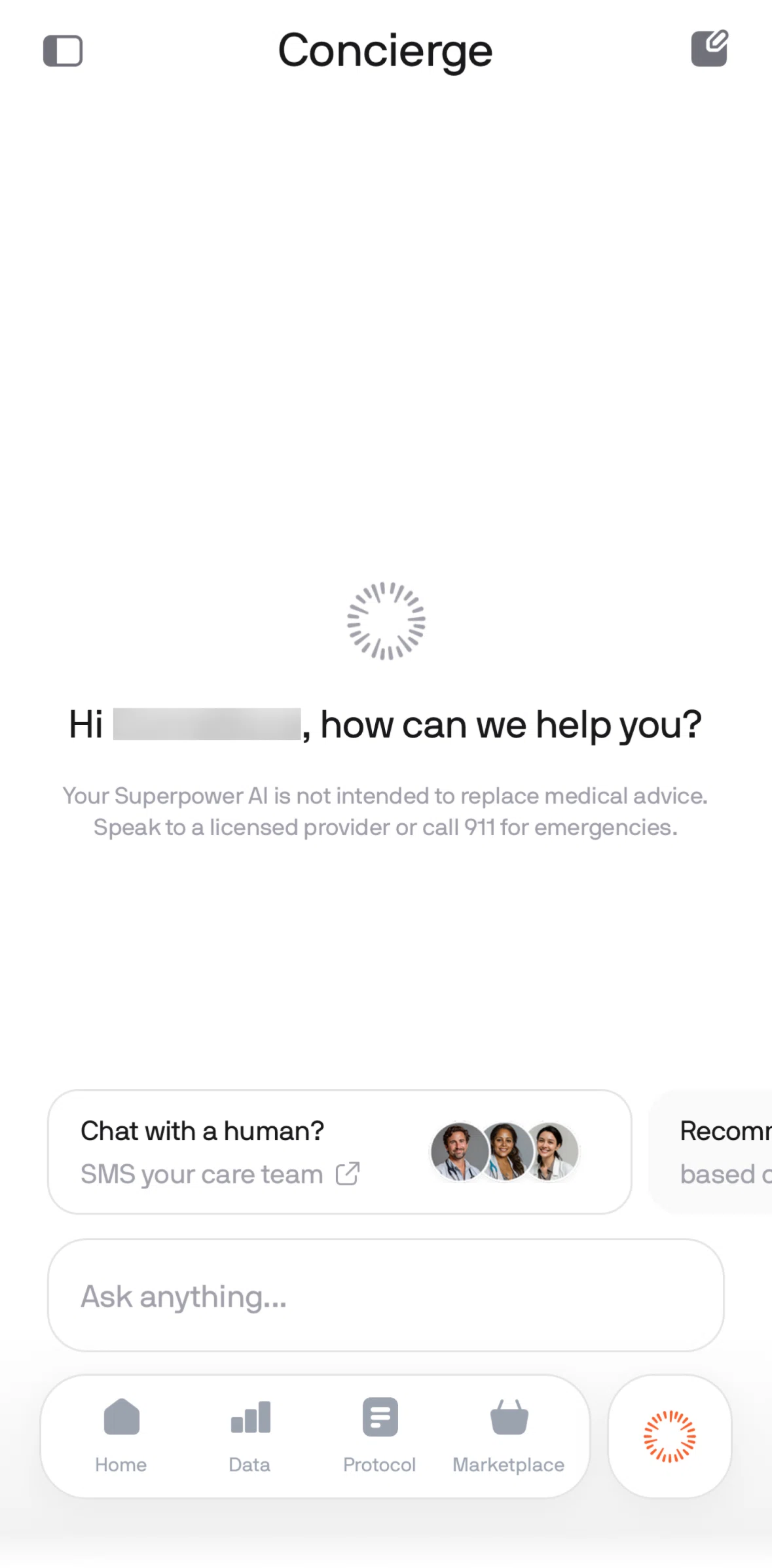 Superpower Screen screen in the Chat history flow