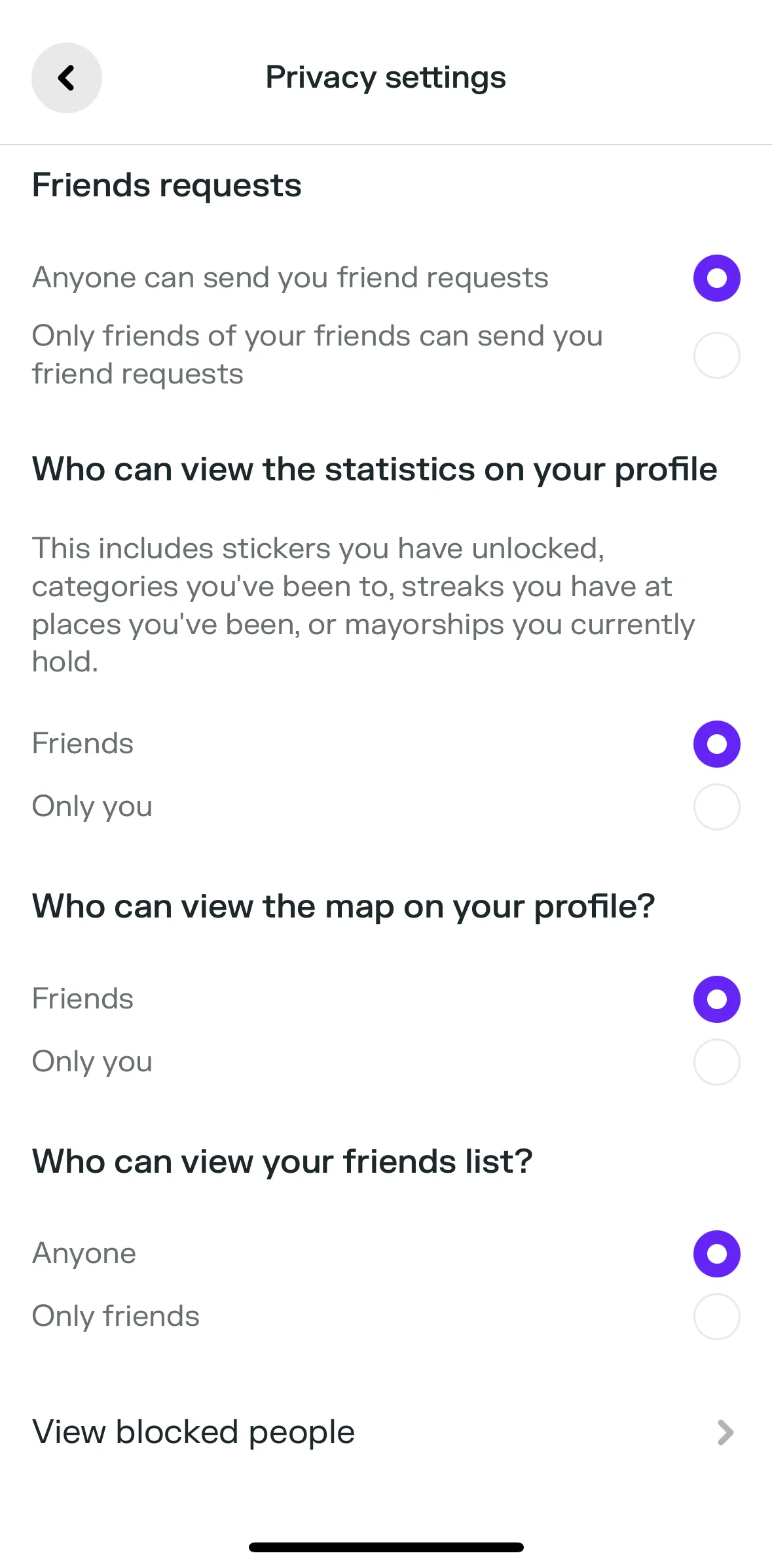 Swarm Screen screen in the Blocked people flow