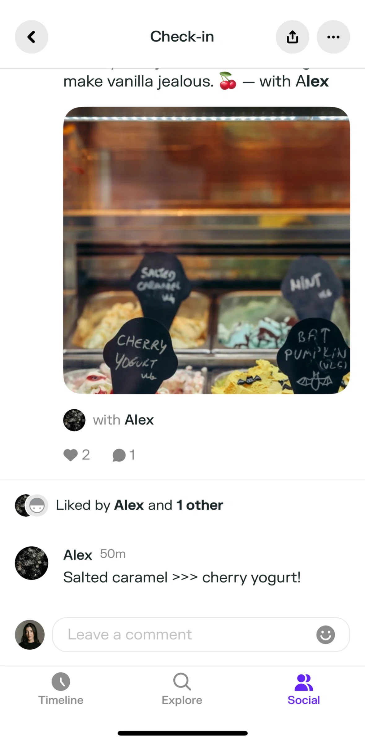 Swarm Screen screen in the Commenting on a post flow