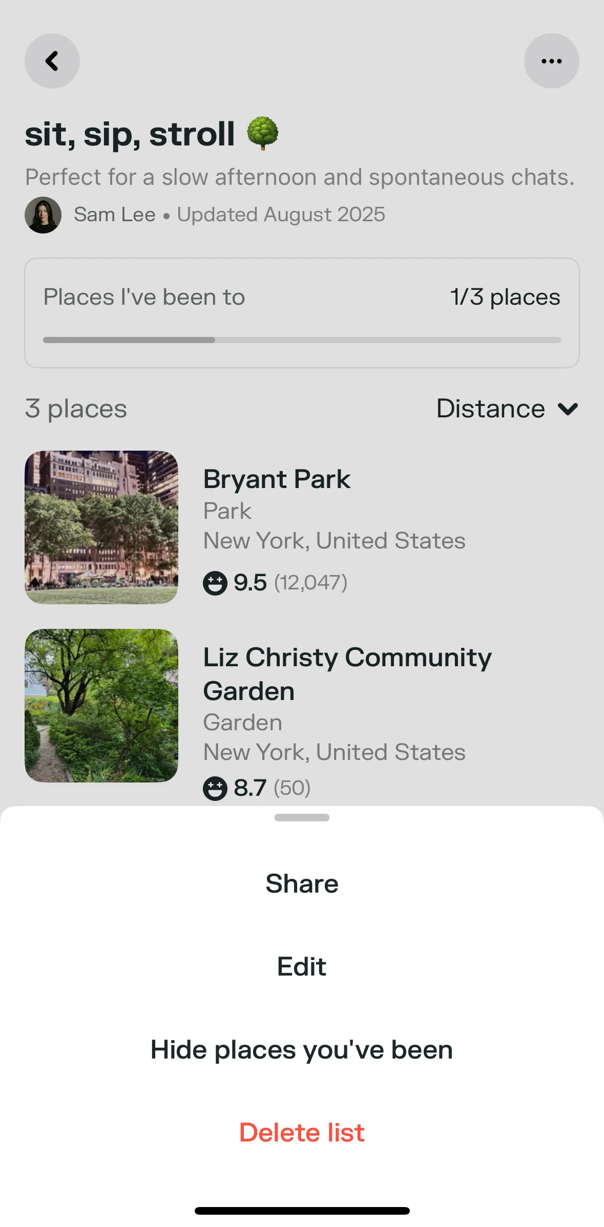 Swarm Screen screen in the Deleting a list flow