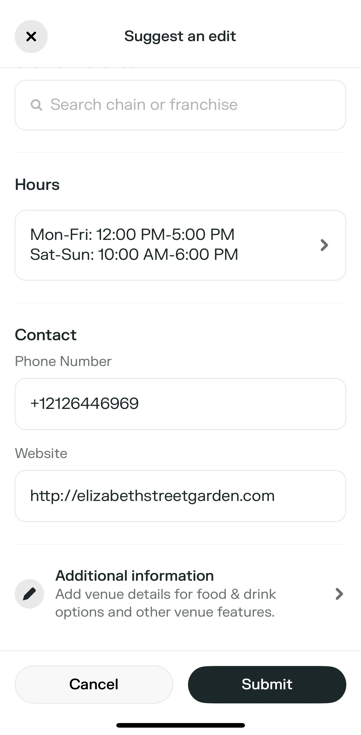 Swarm Screen screen in the Editing additional information flow