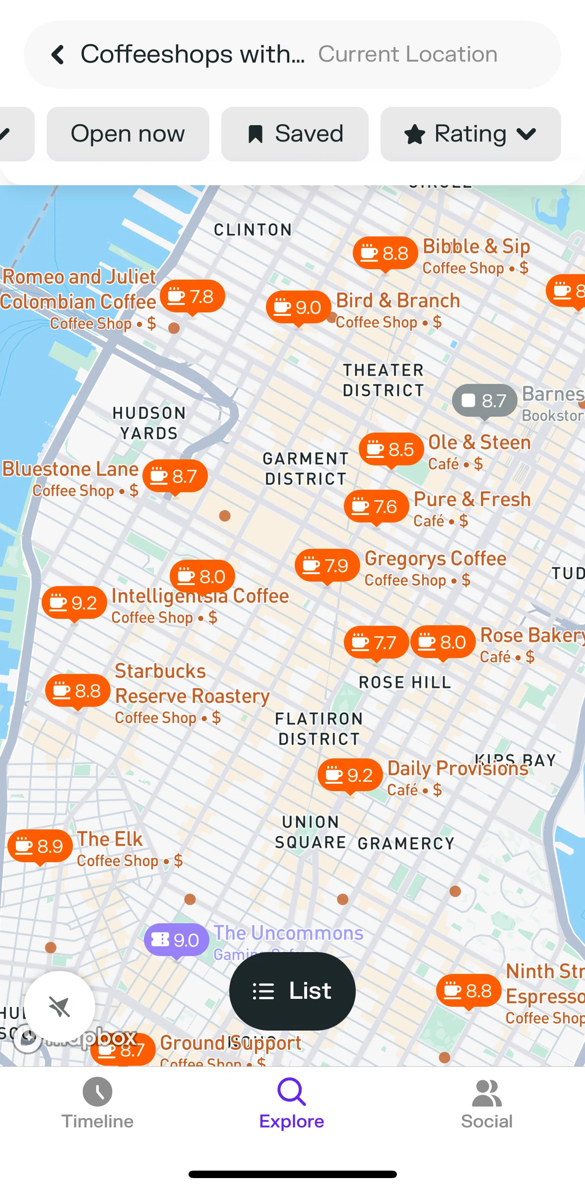 Swarm Screen screen in the Filtering by rating flow