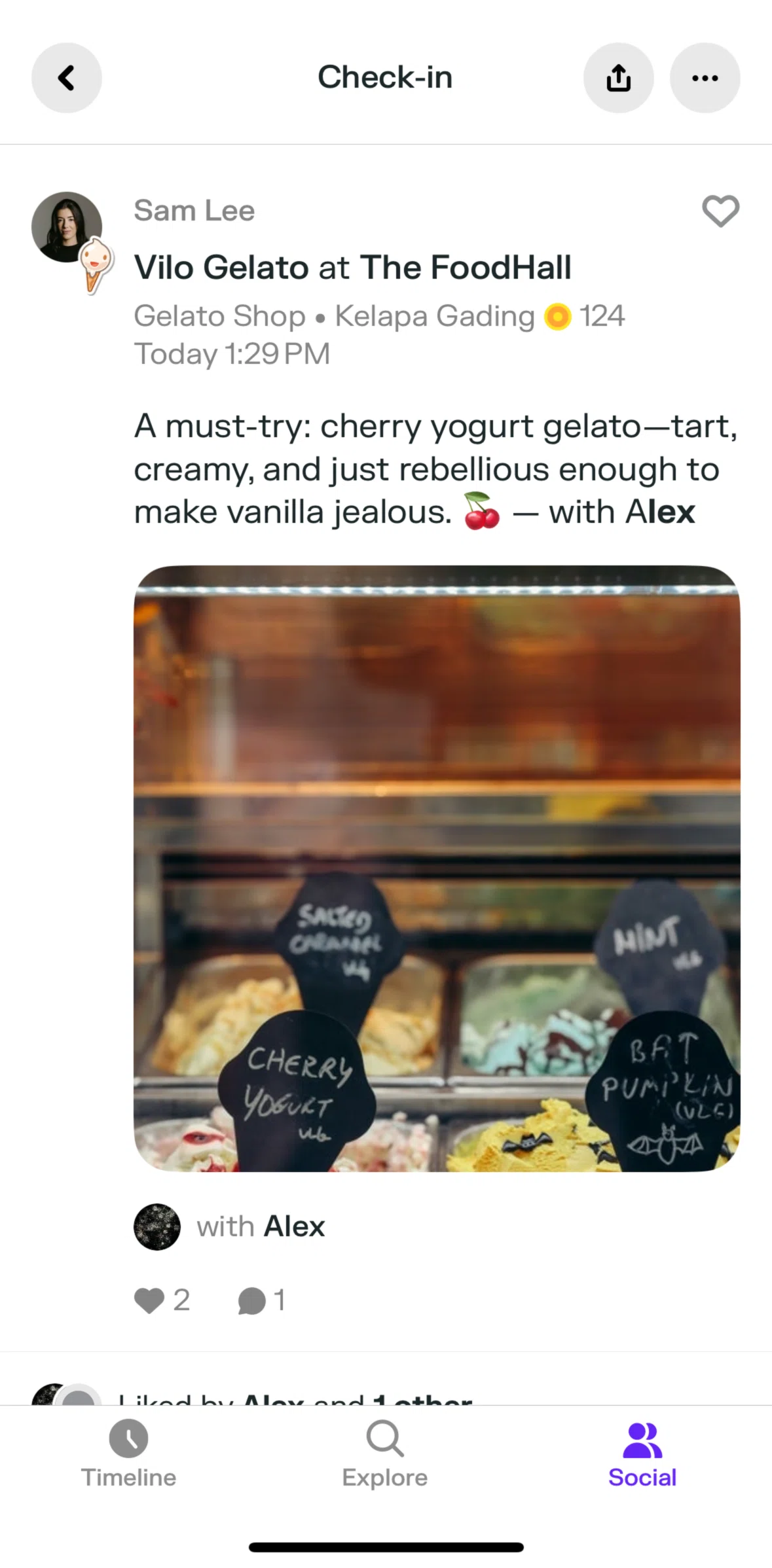 Swarm Screen screen in the Liking a post flow