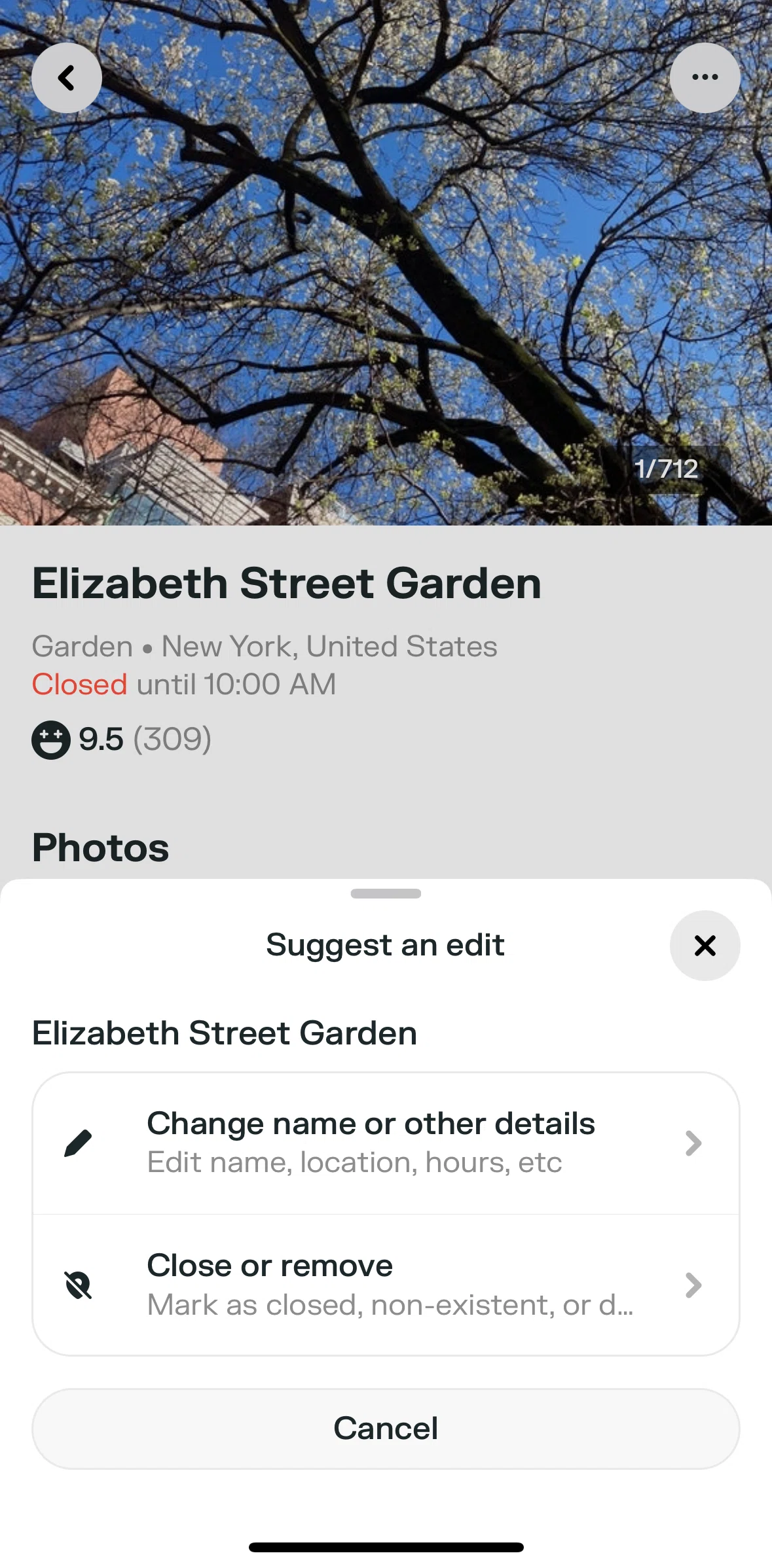 Swarm Screen screen in the Marking as a duplicate venue flow