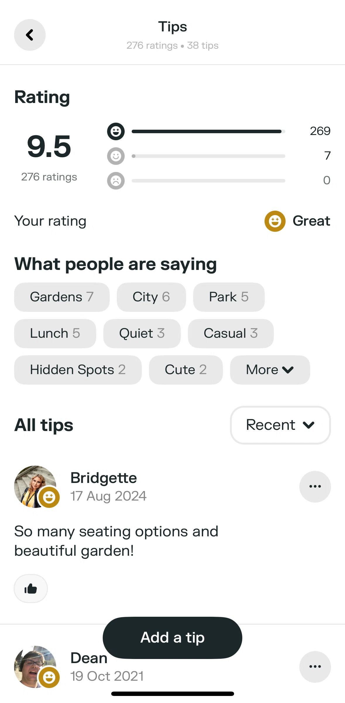 Swarm Screen screen in the Posting a tip flow