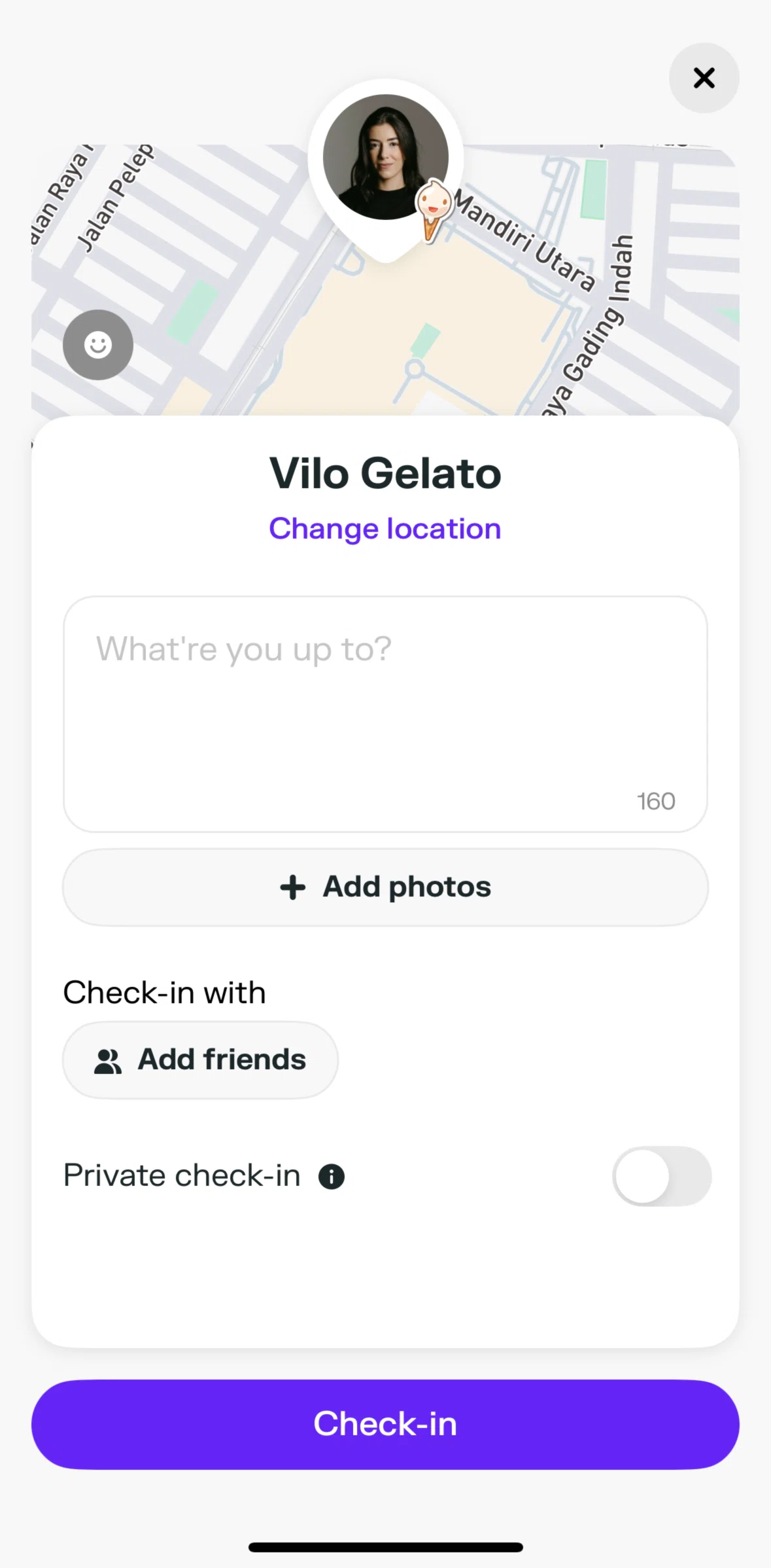 Swarm Screen screen in the Uploading a photo flow