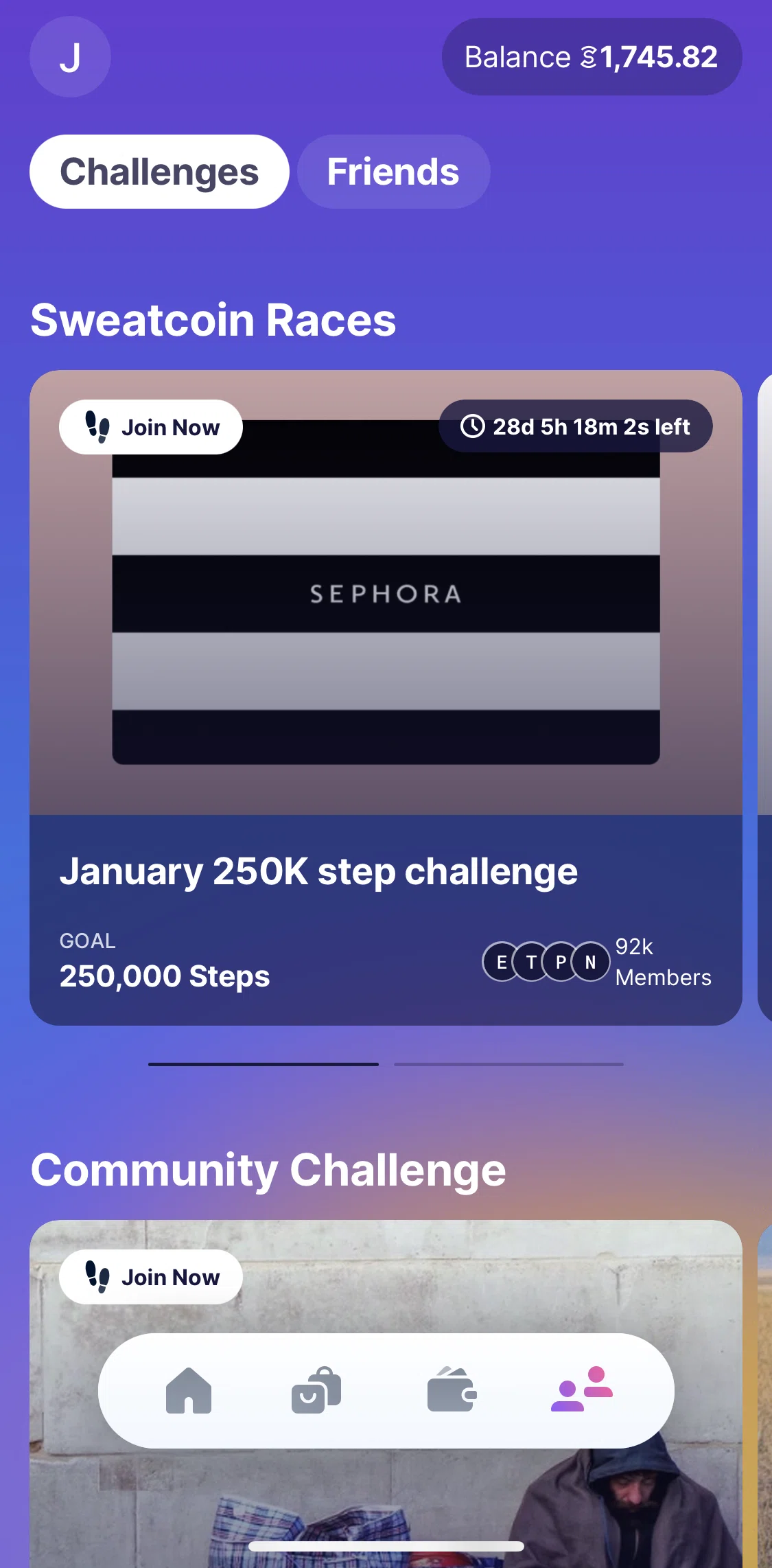 Sweatcoin Screen screen in the My profile flow