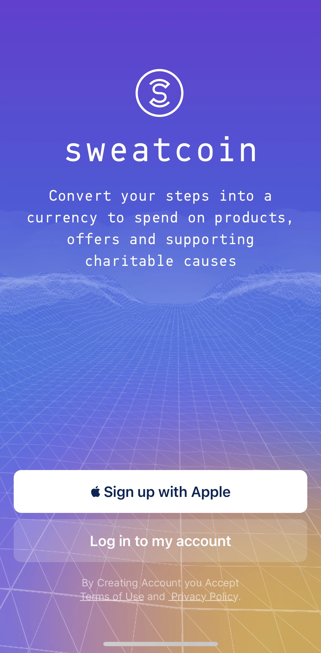 Sweatcoin Screen screen in the Privacy policy flow