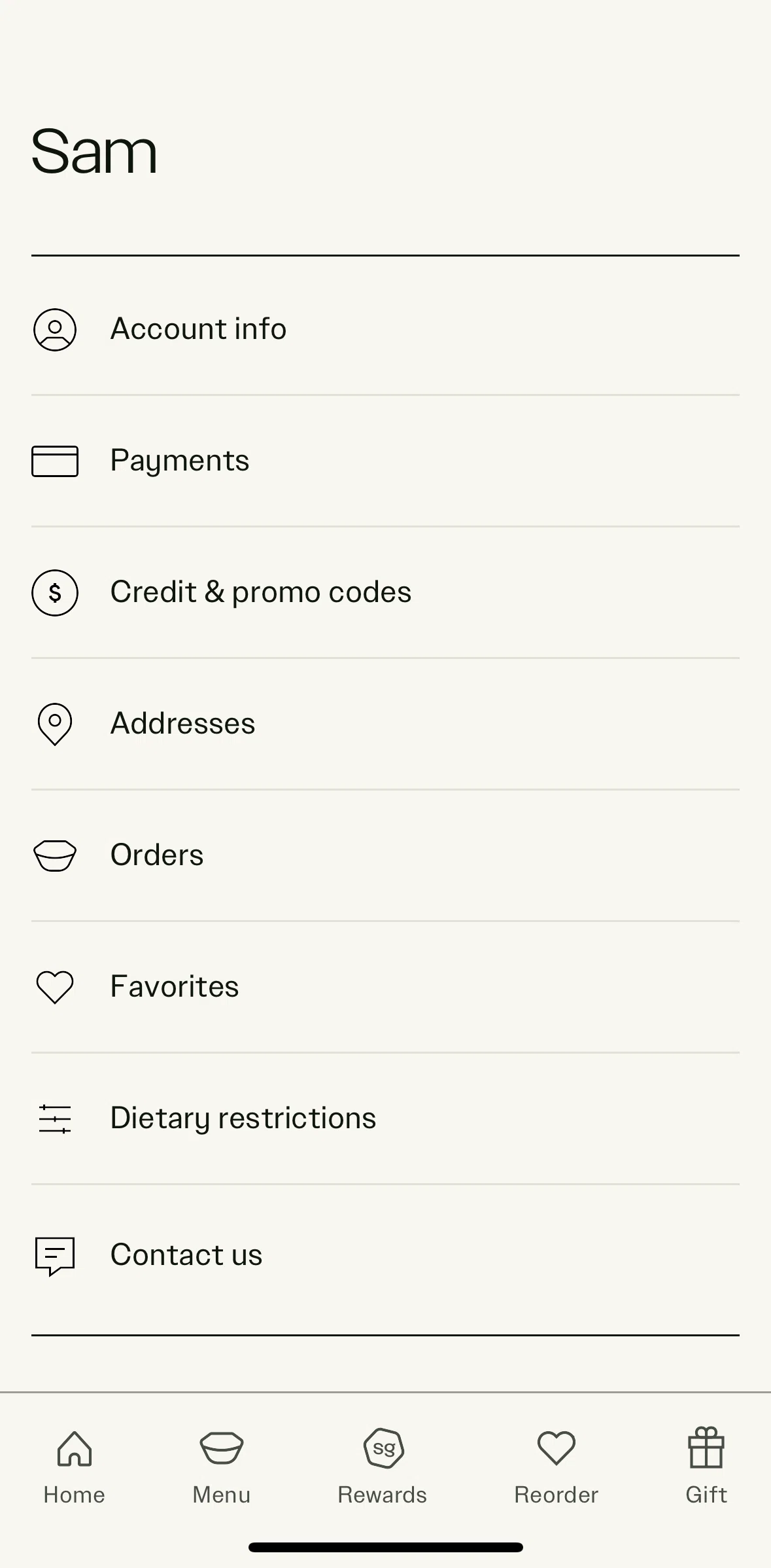 sweetgreen Screen screen in the Contacting support flow