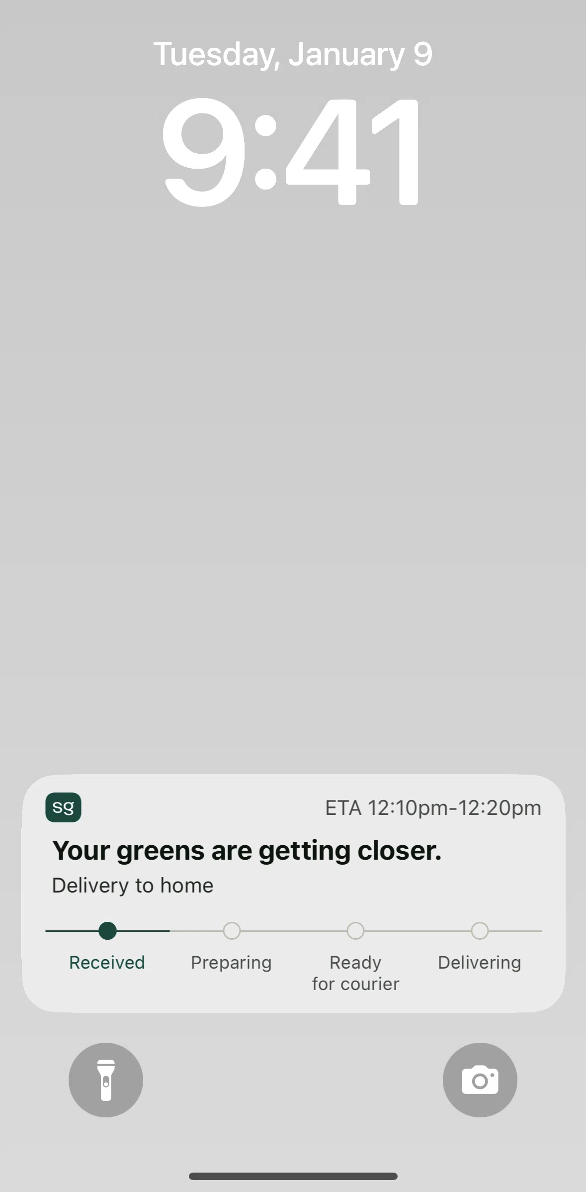 sweetgreen Screen screen in the Live Activities flow