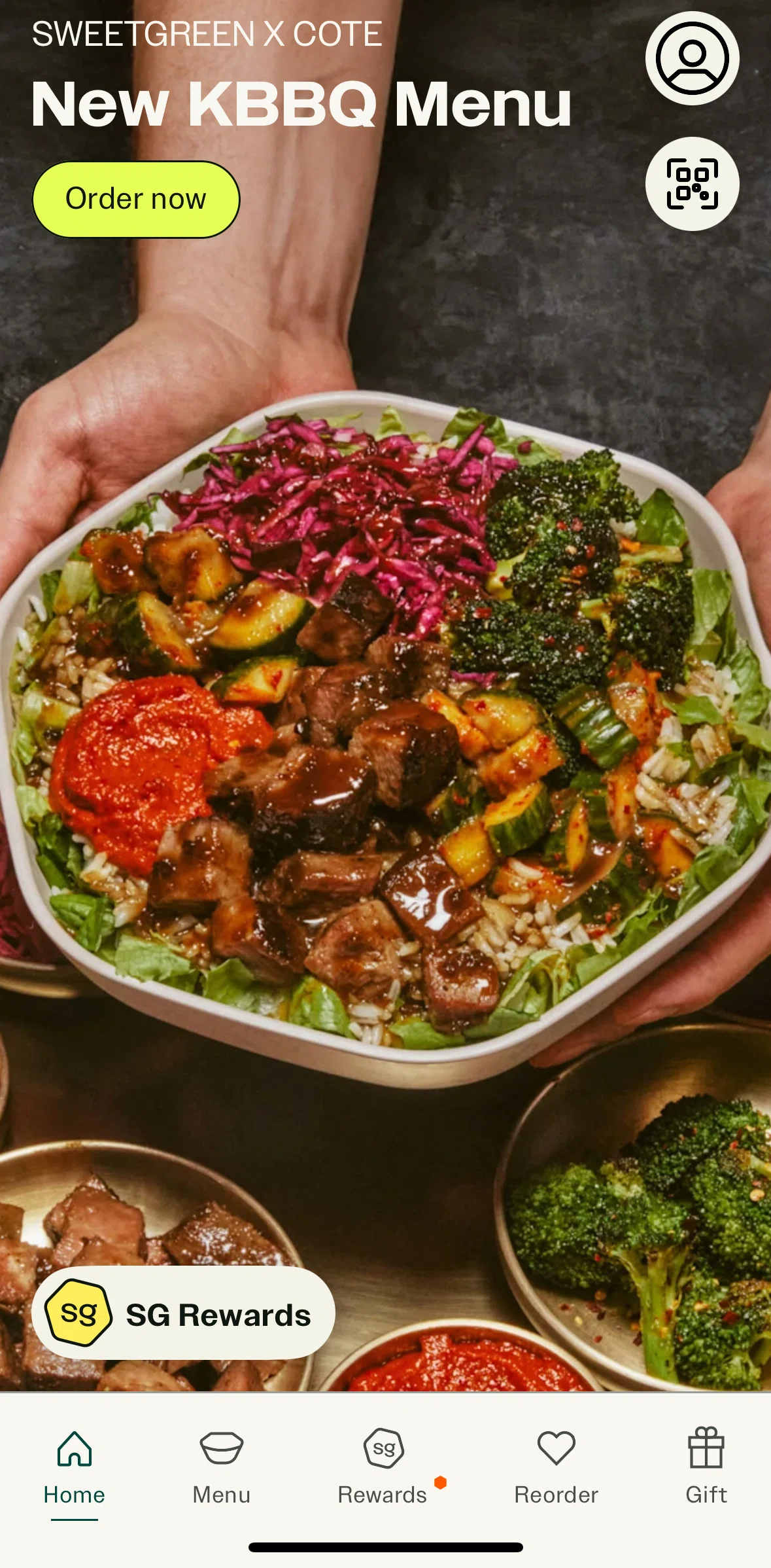 sweetgreen Screen screen in the Reorder flow