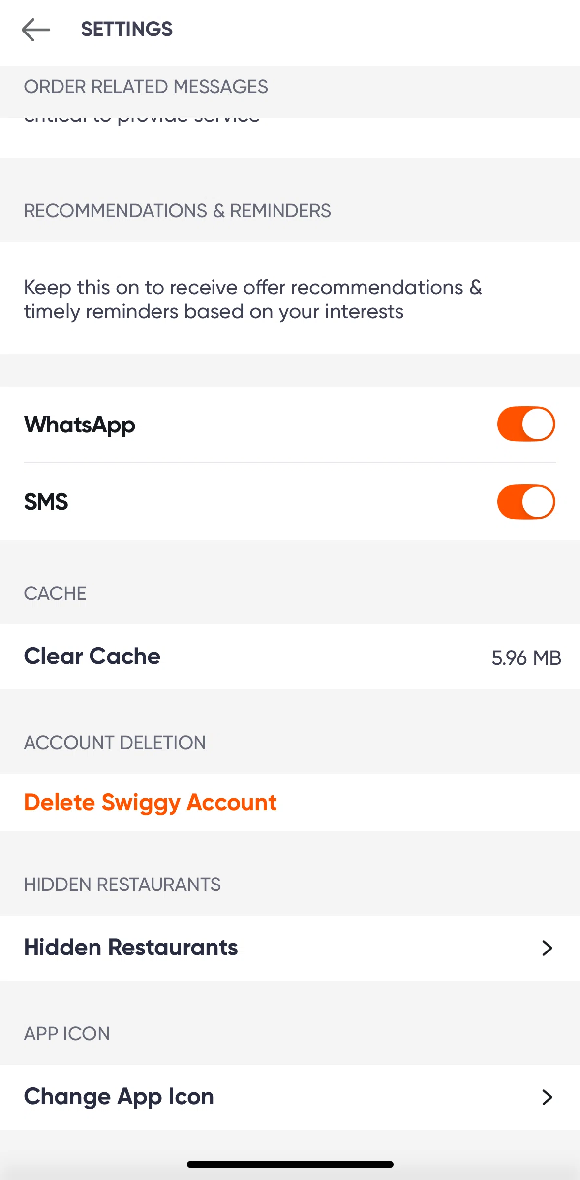 Swiggy Screen screen in the Change app icon flow