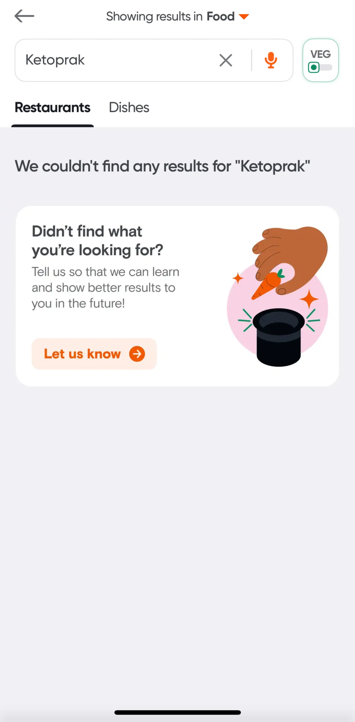 Swiggy Screen screen in the Giving feedback flow