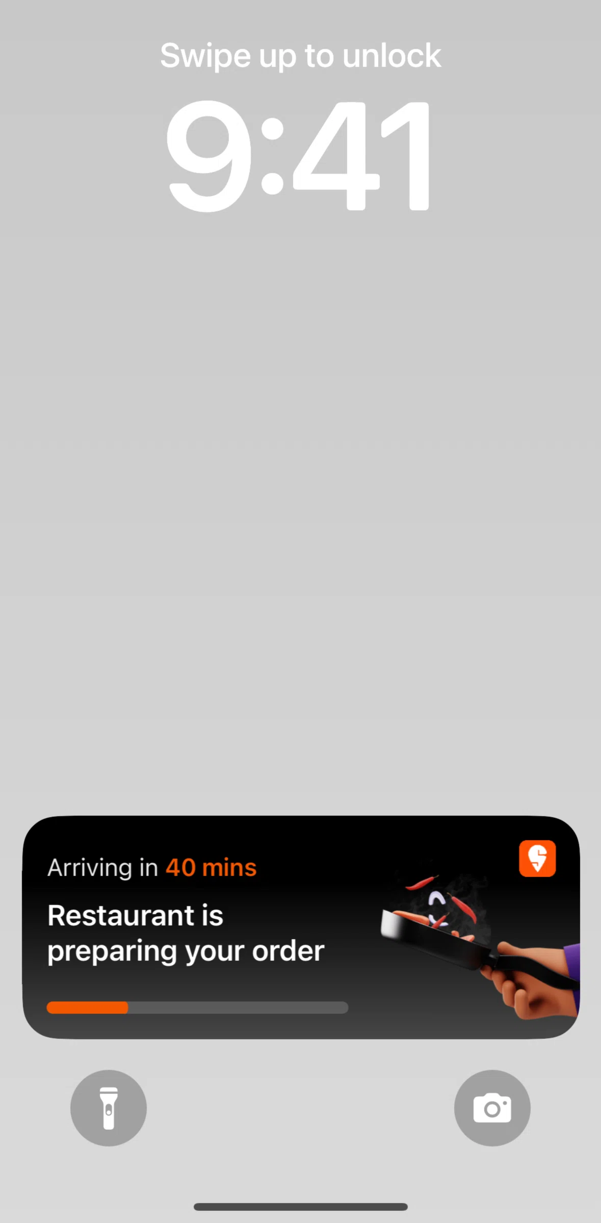 Swiggy Screen screen in the Live Activities flow