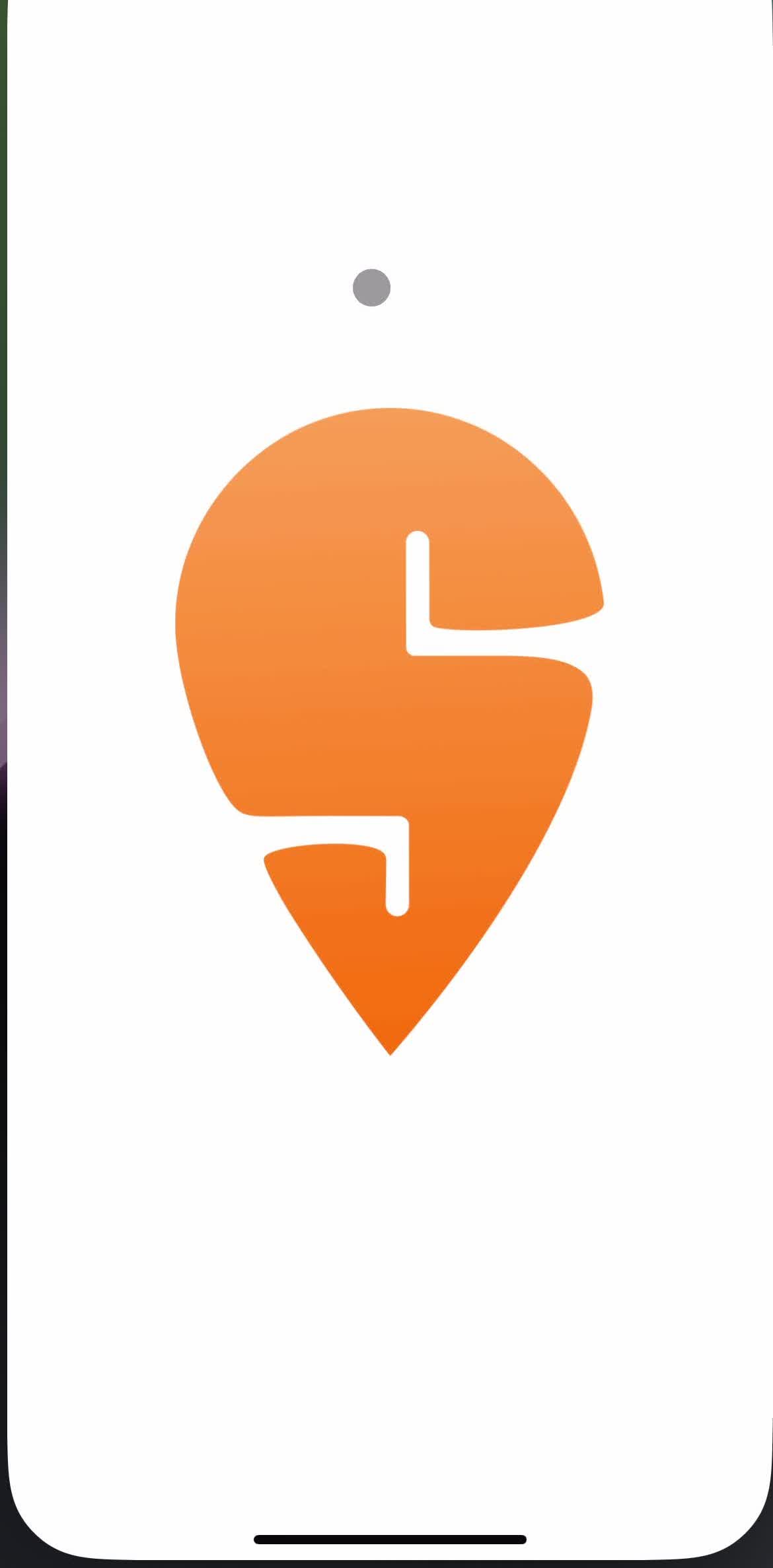 Swiggy Splash screen screen in the Onboarding flow