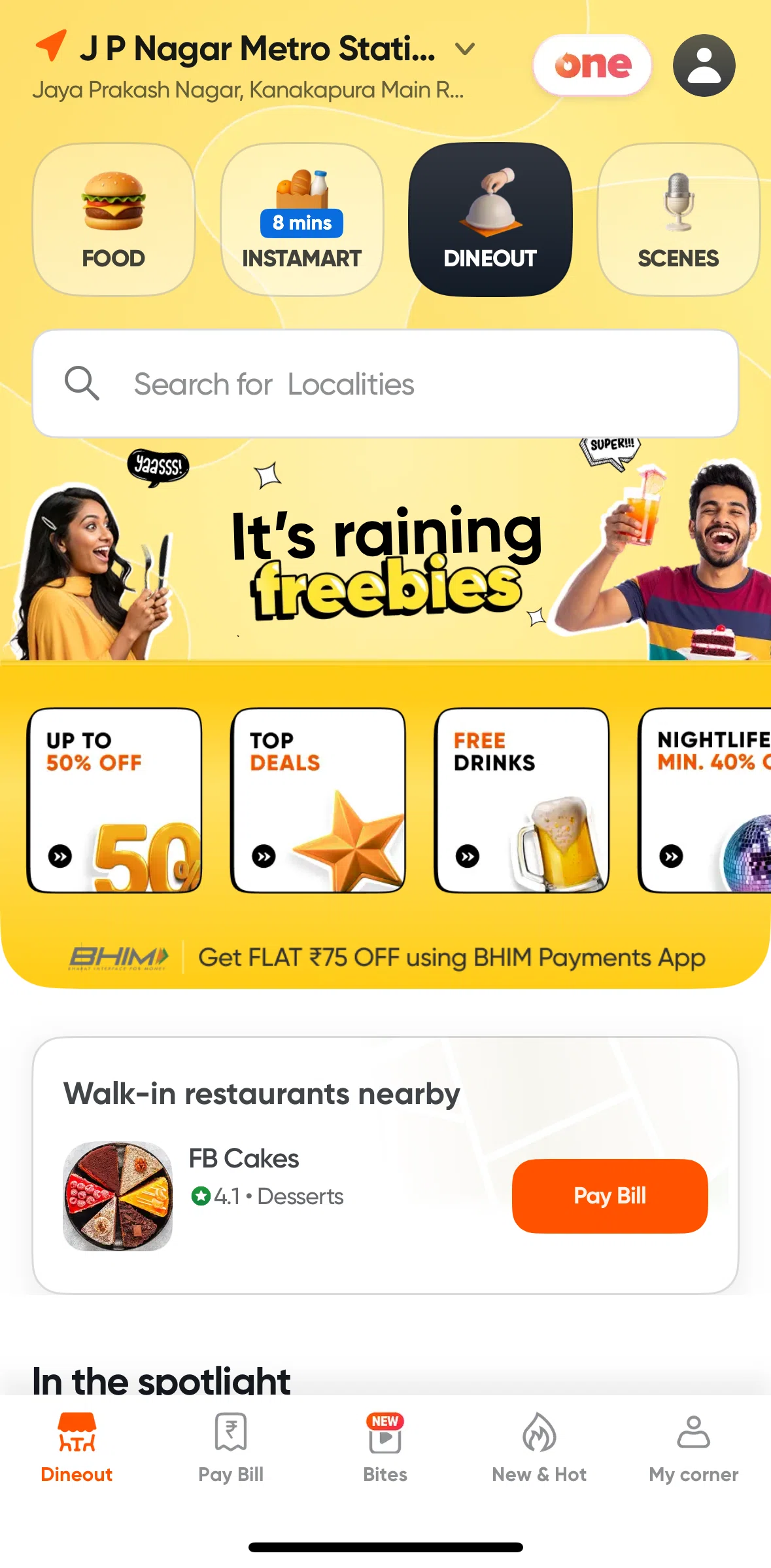 Swiggy Screen screen in the Pay Bill flow
