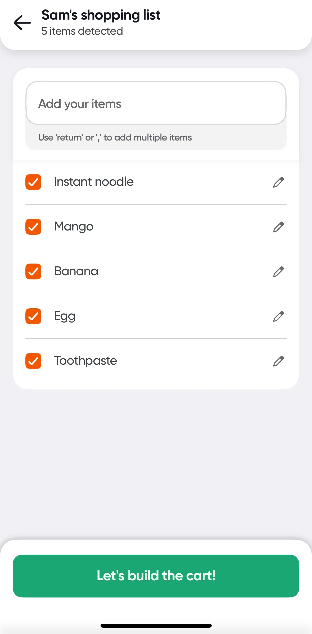 Swiggy Screen screen in the Removing an item flow