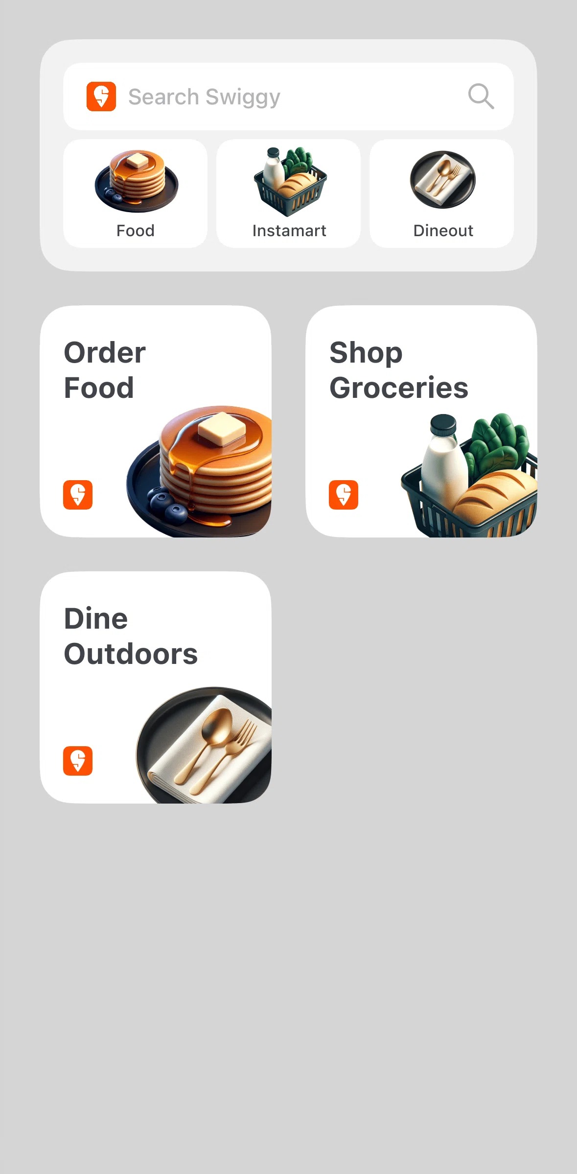 Swiggy Screen screen in the Widgets flow
