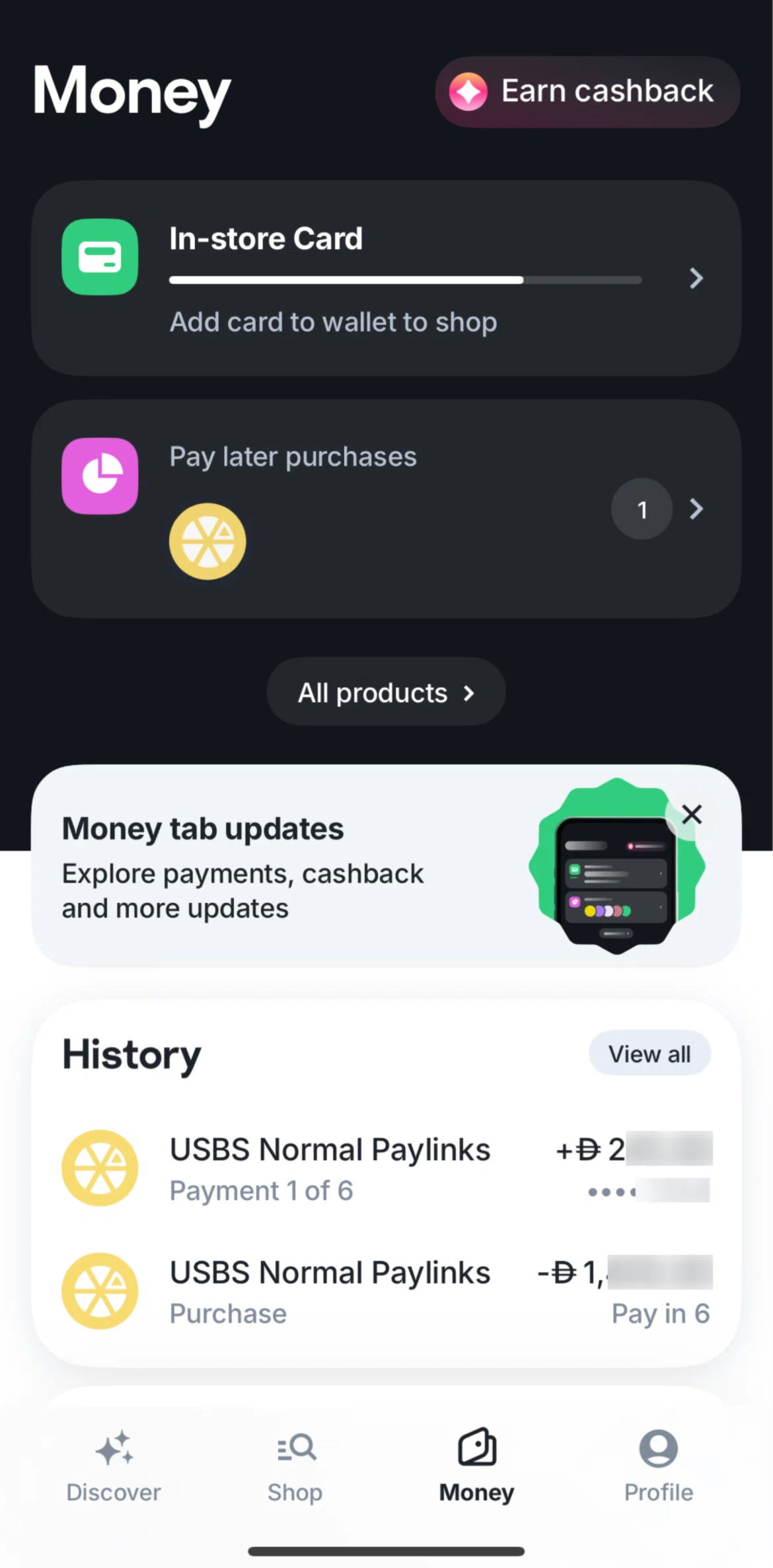 Tabby Screen screen in the Pay later purchases flow