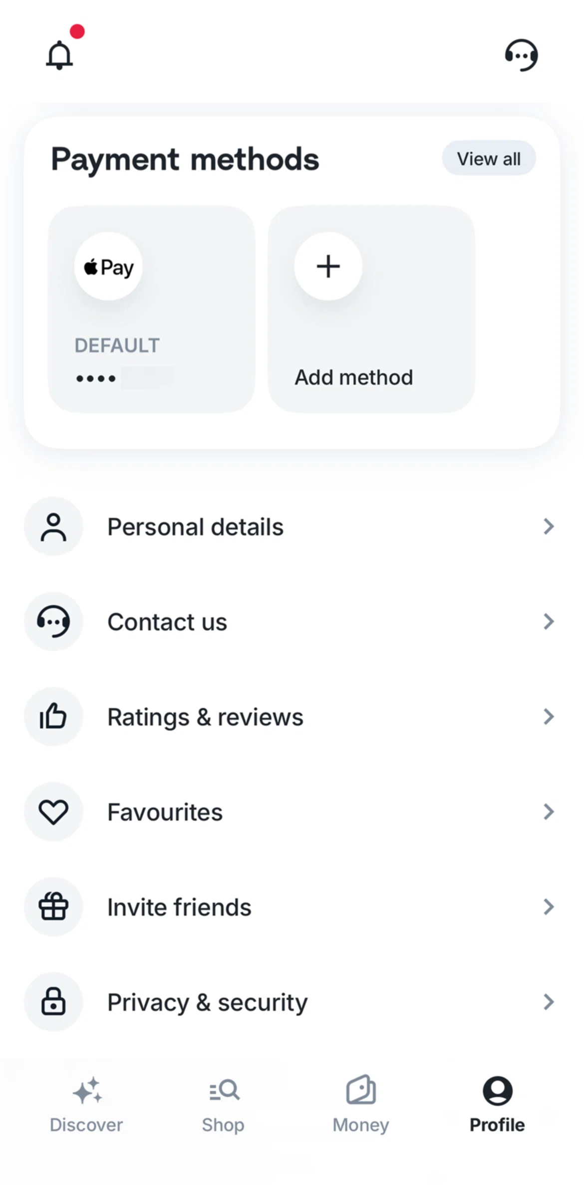 Tabby Screen screen in the Payment methods flow