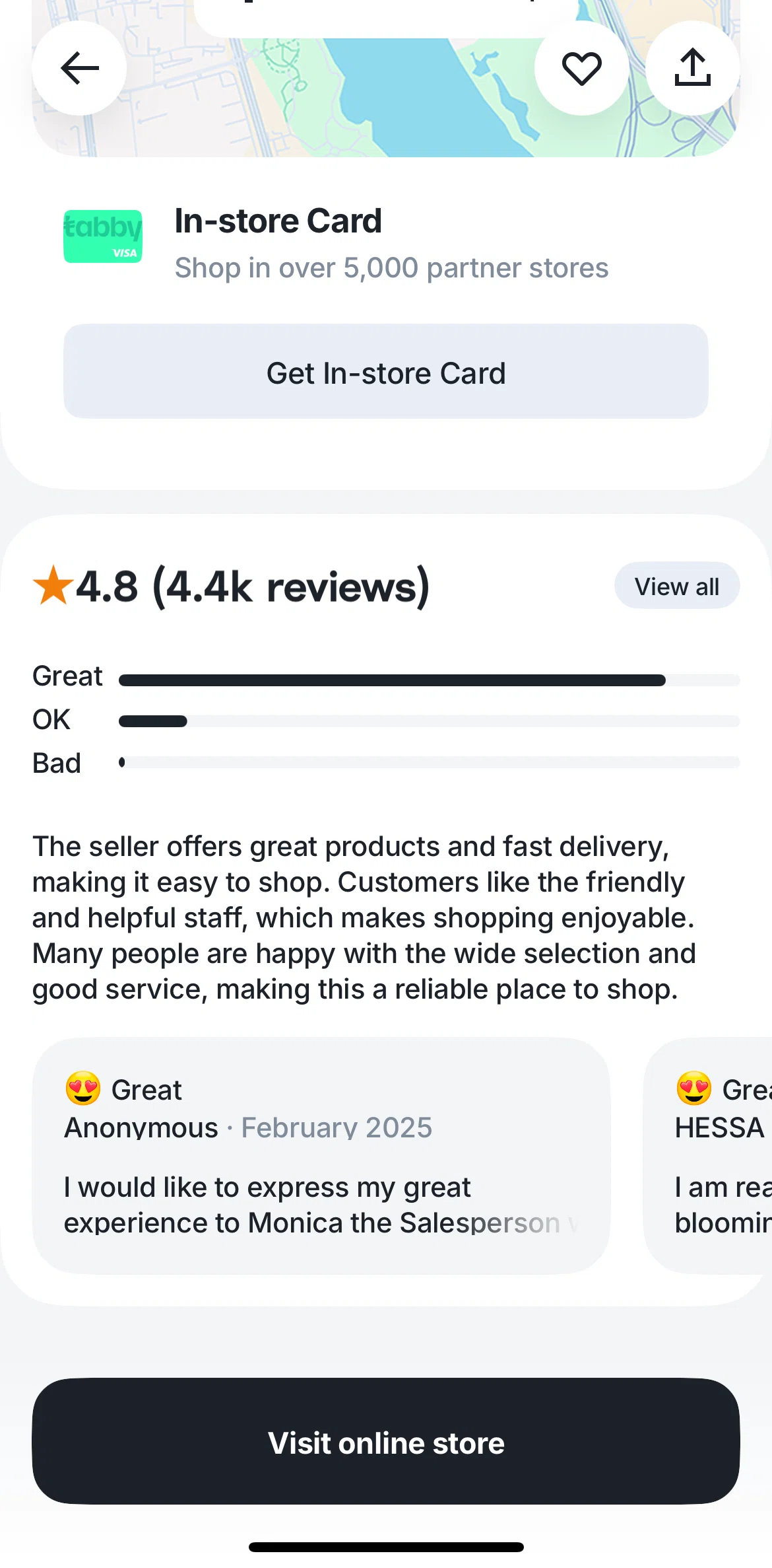 Tabby Screen screen in the Reviews flow