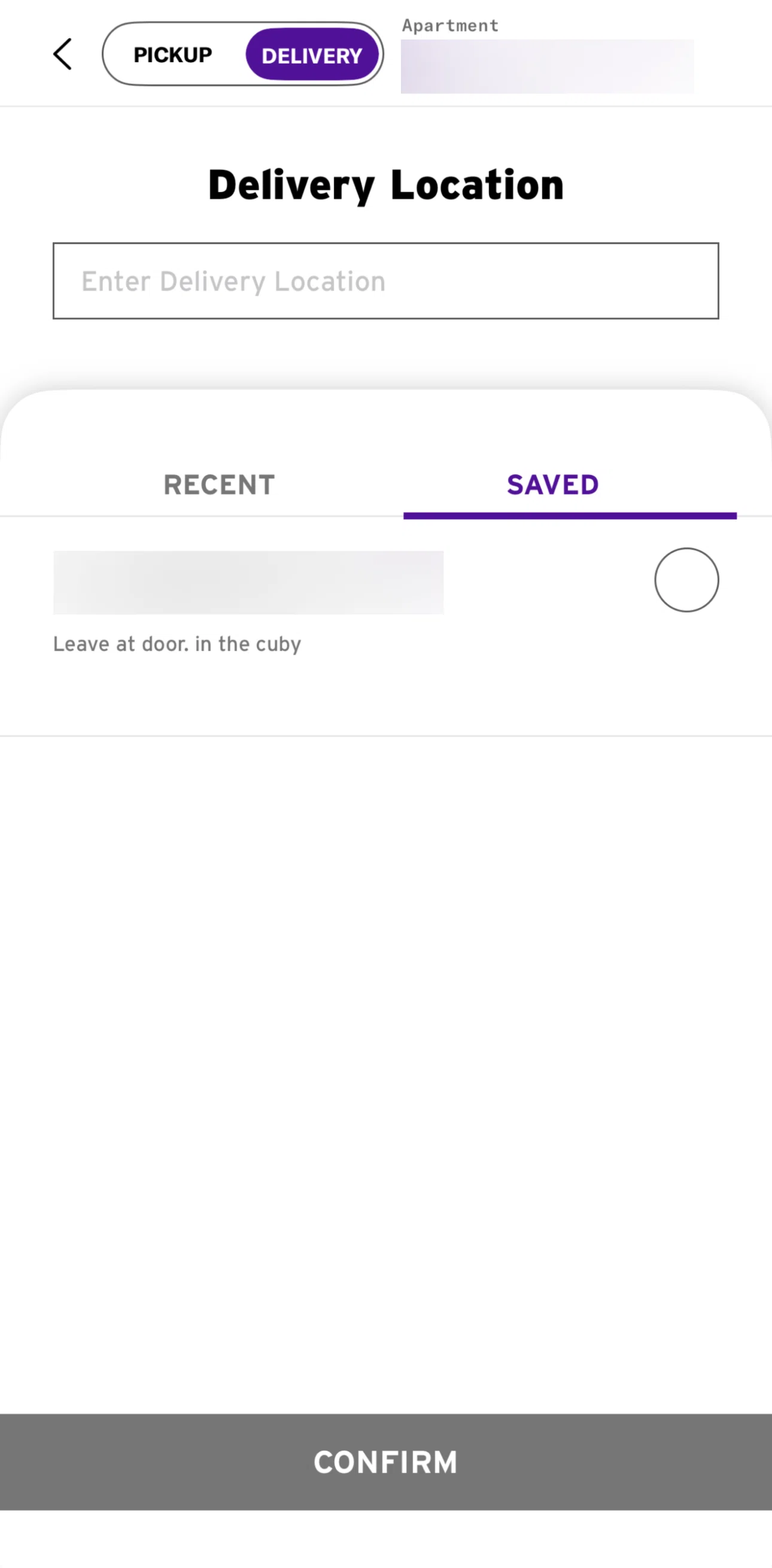 Taco Bell Screen screen in the Editing a delivery location flow