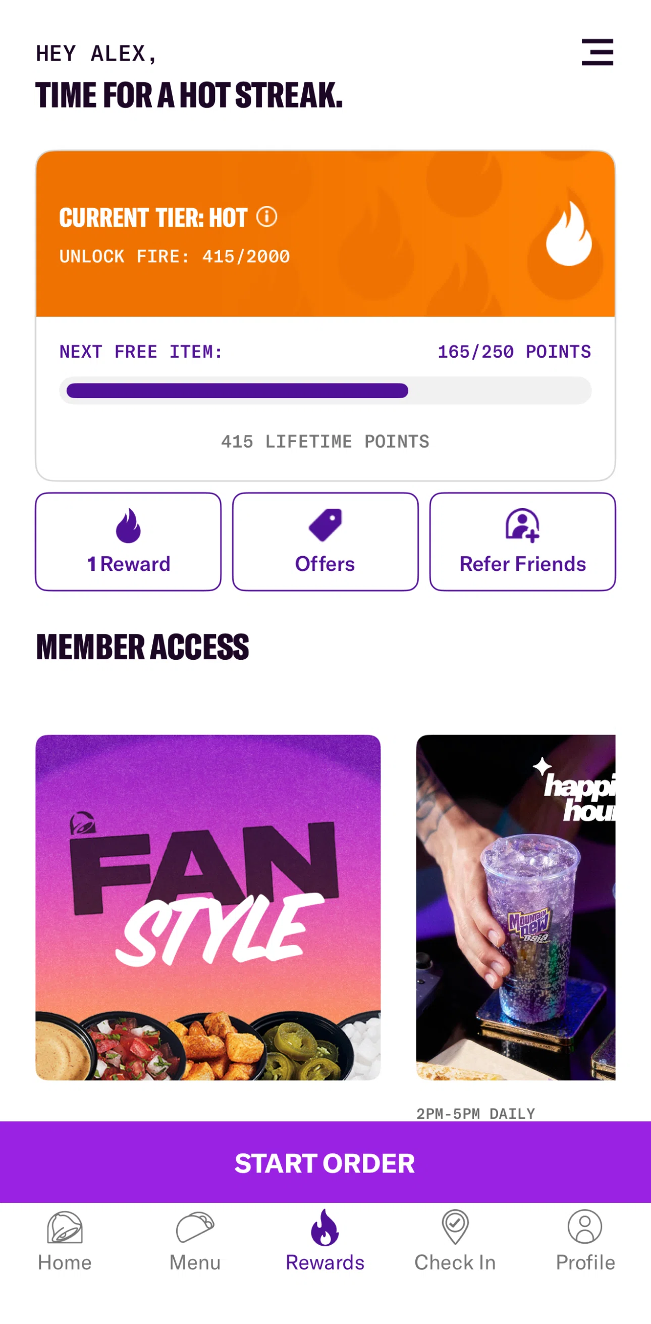 Taco Bell Screen screen in the Refer friends flow