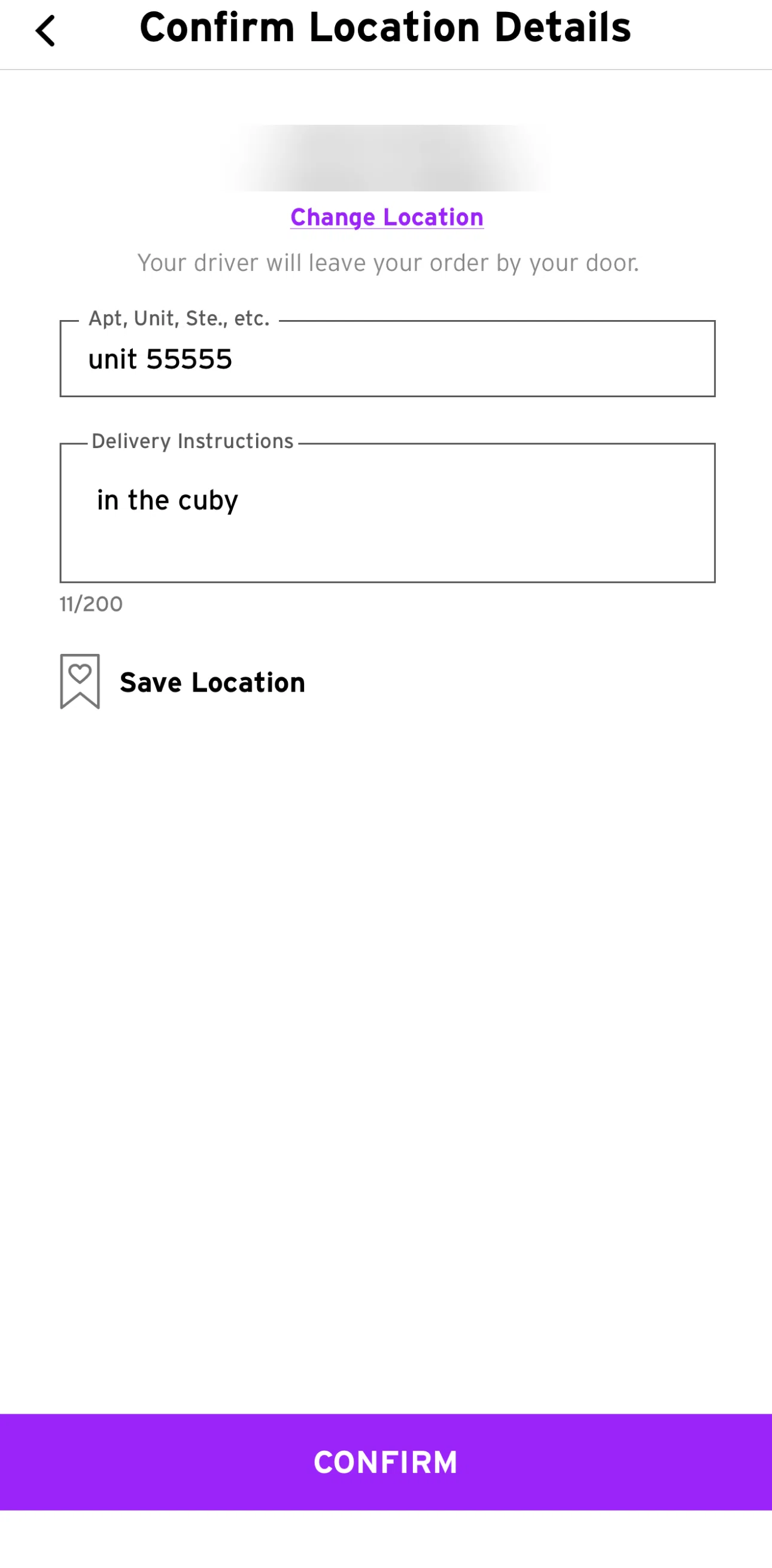 Taco Bell Screen screen in the Saving a location flow