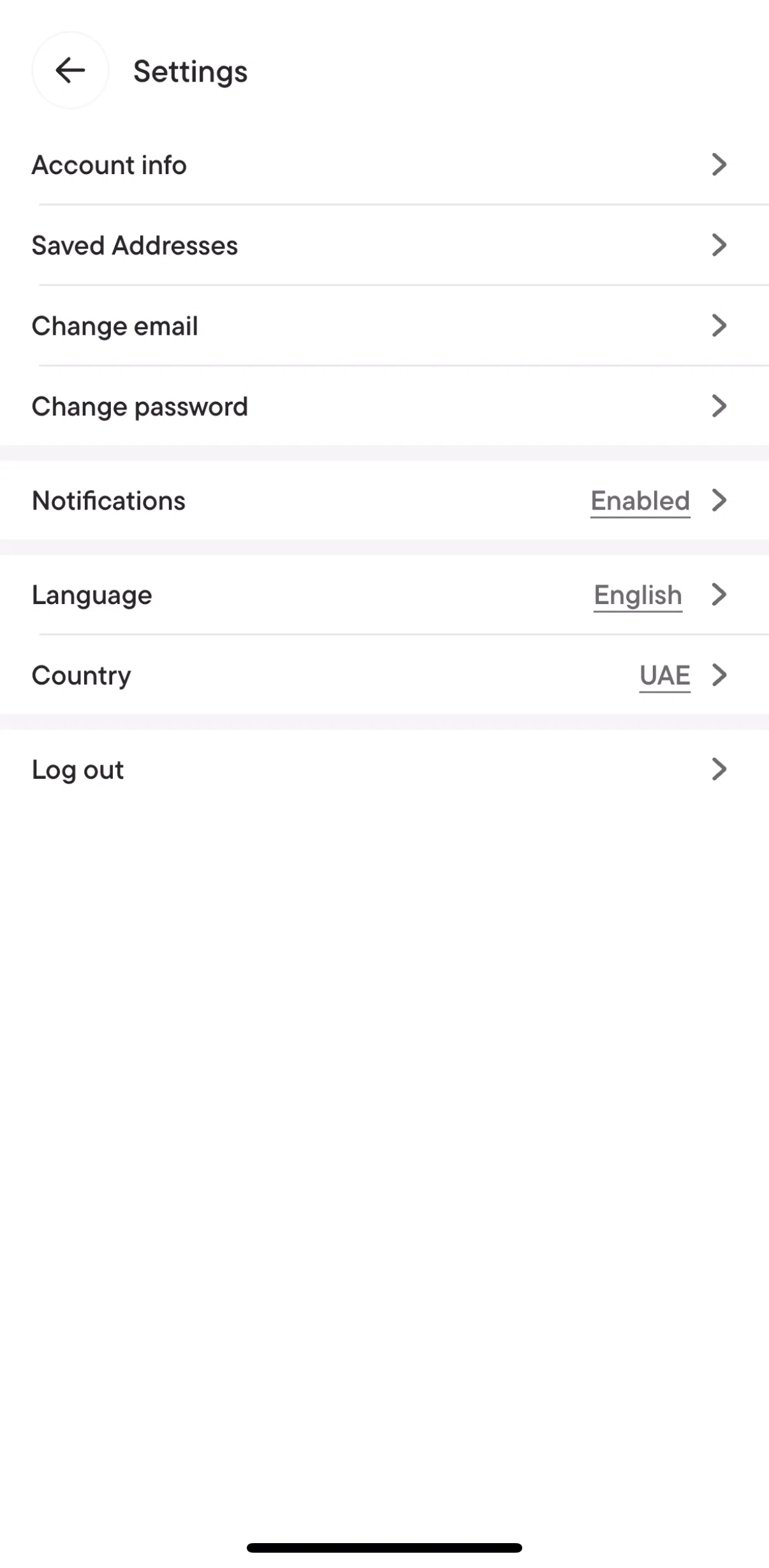 talabat Screen screen in the Edit account info flow