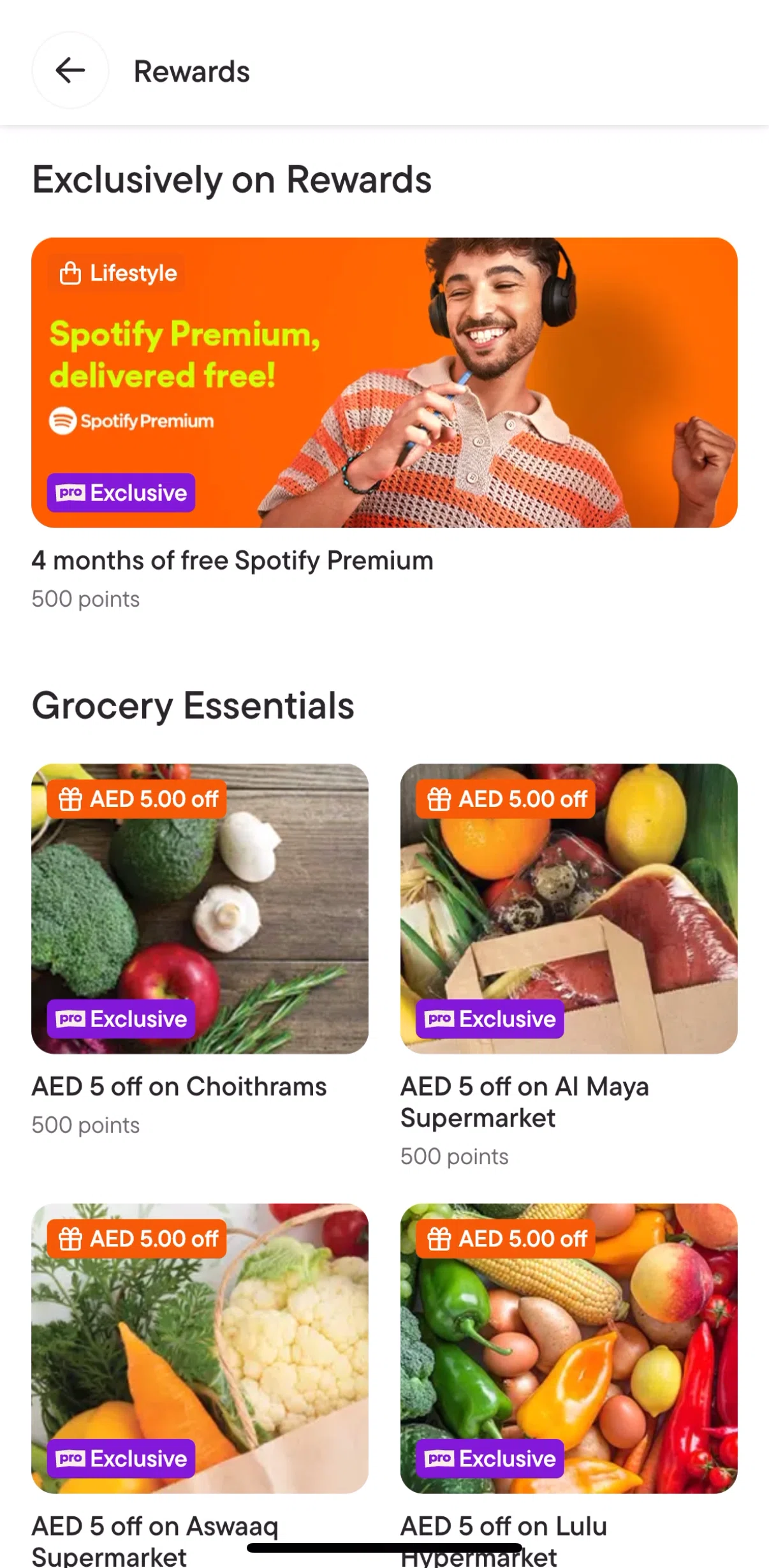 talabat Screen screen in the Redeem rewards flow