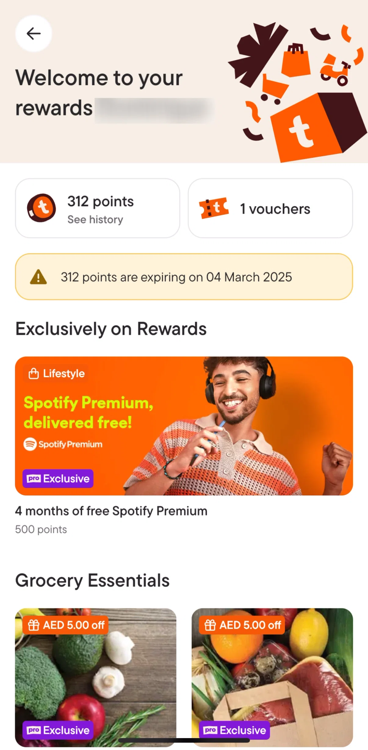 talabat Screen screen in the Rewards history flow