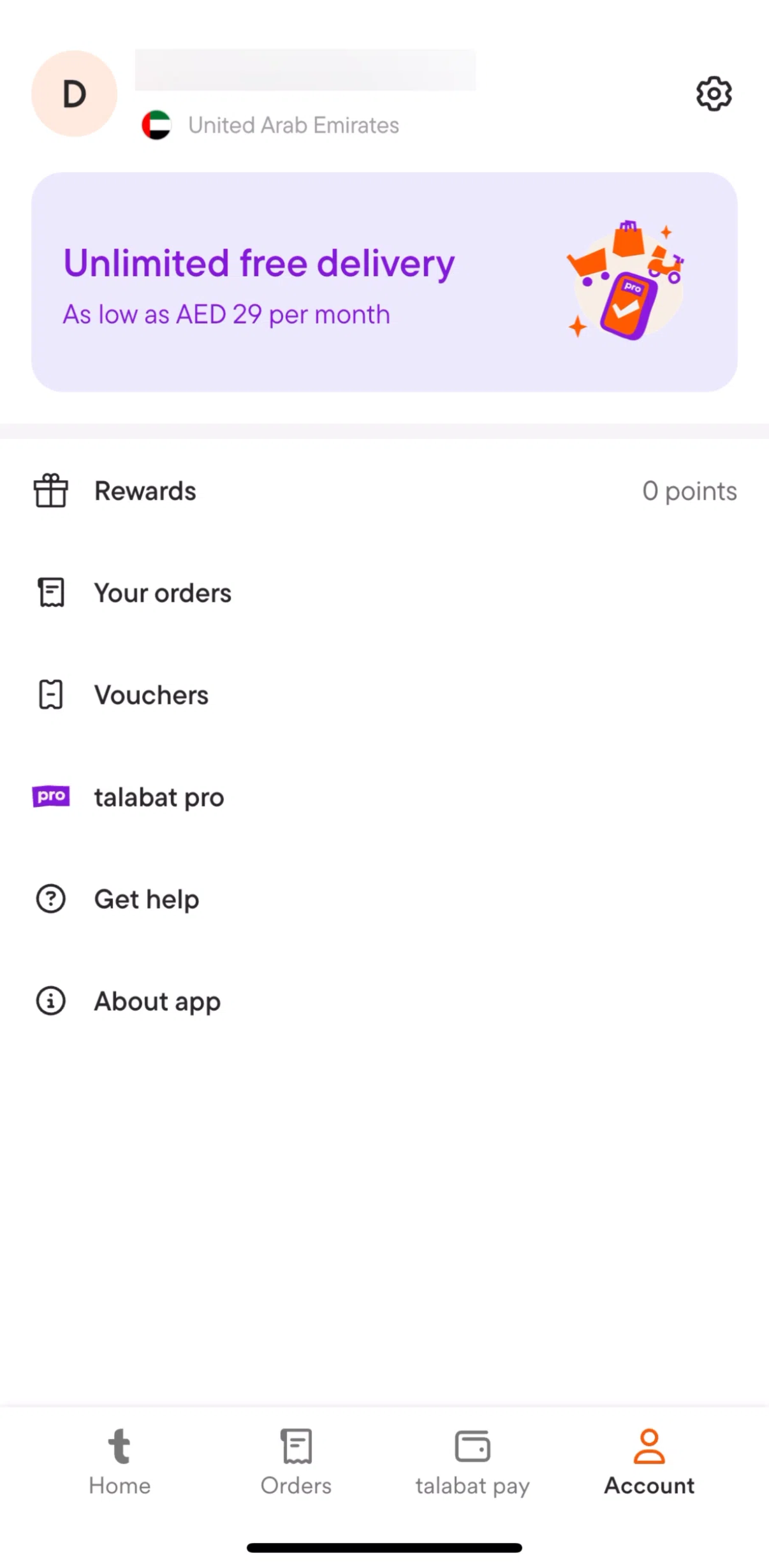talabat Screen screen in the Settings flow