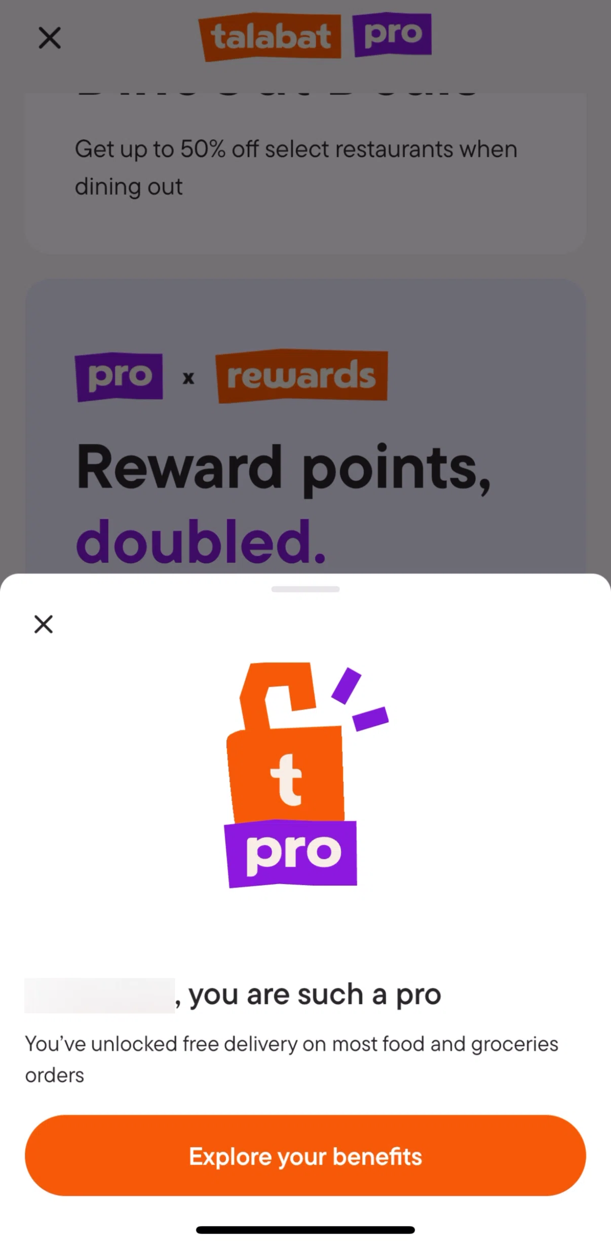 talabat Screen screen in the Subscription detail flow