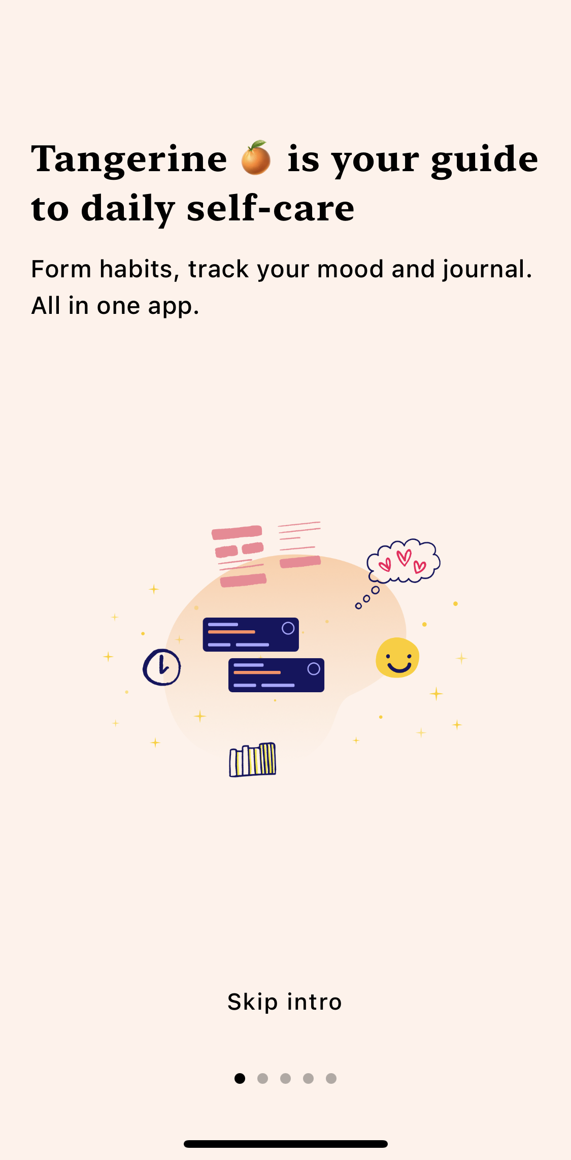 Tangerine Welcome slides screen in the General Browsing flow