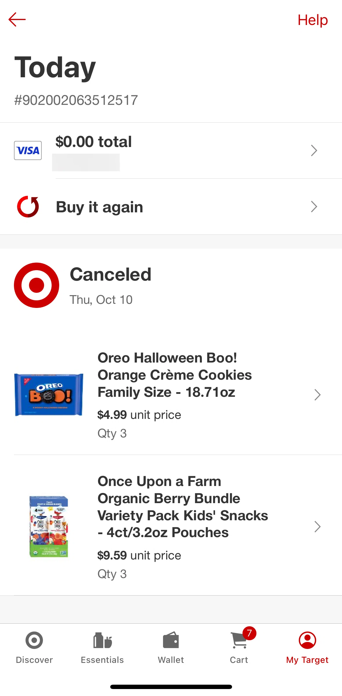 Target Screen screen in the Buy it again flow