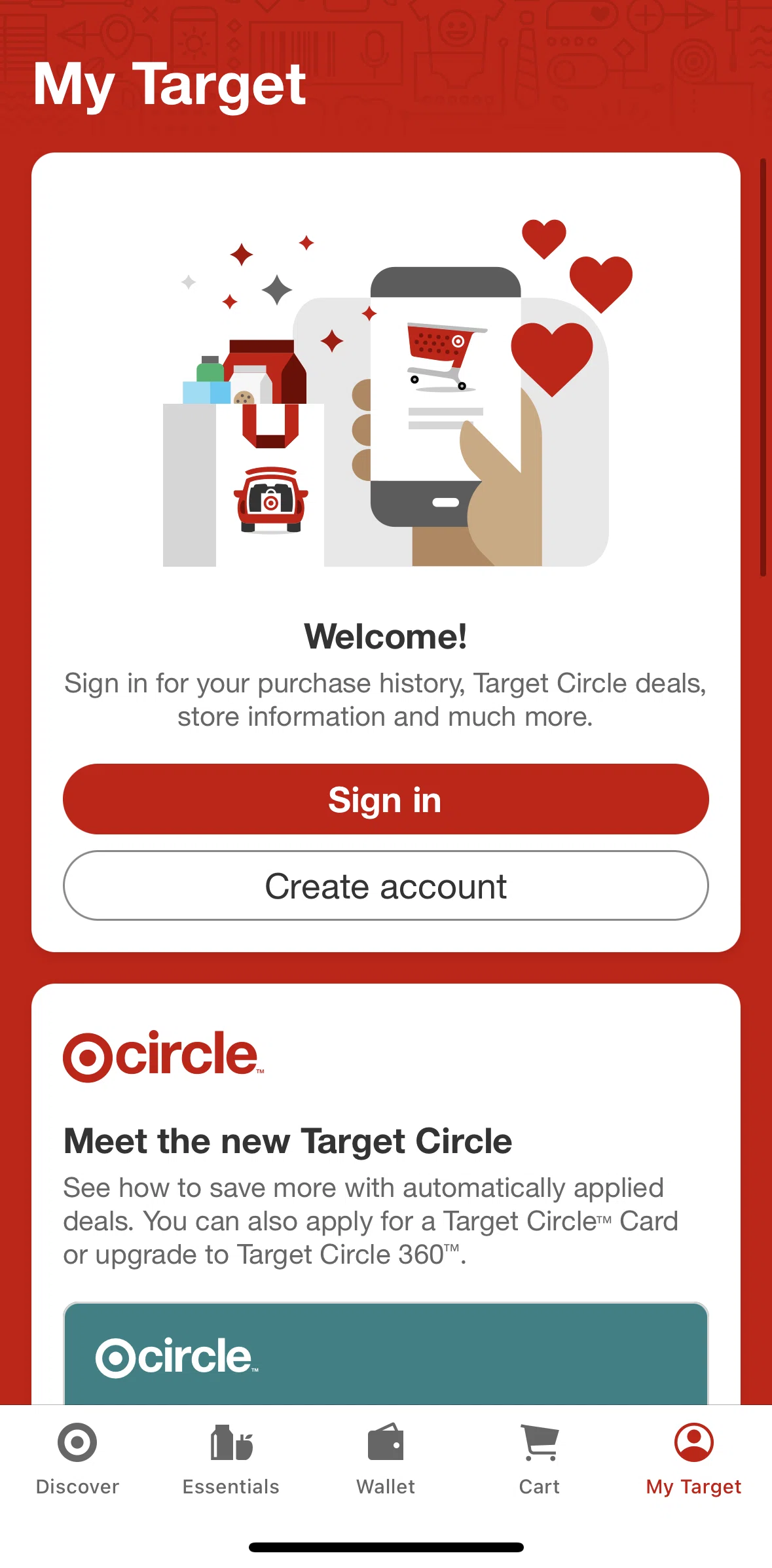 Target Screen screen in the Logging in flow