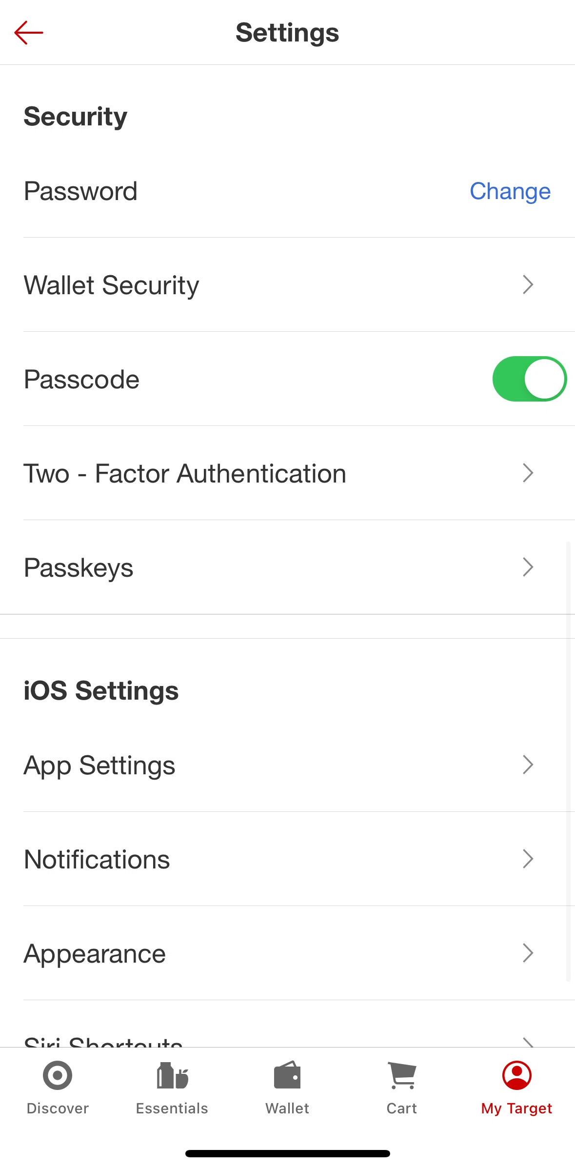 Target Screen screen in the Setting two-factor authentication flow