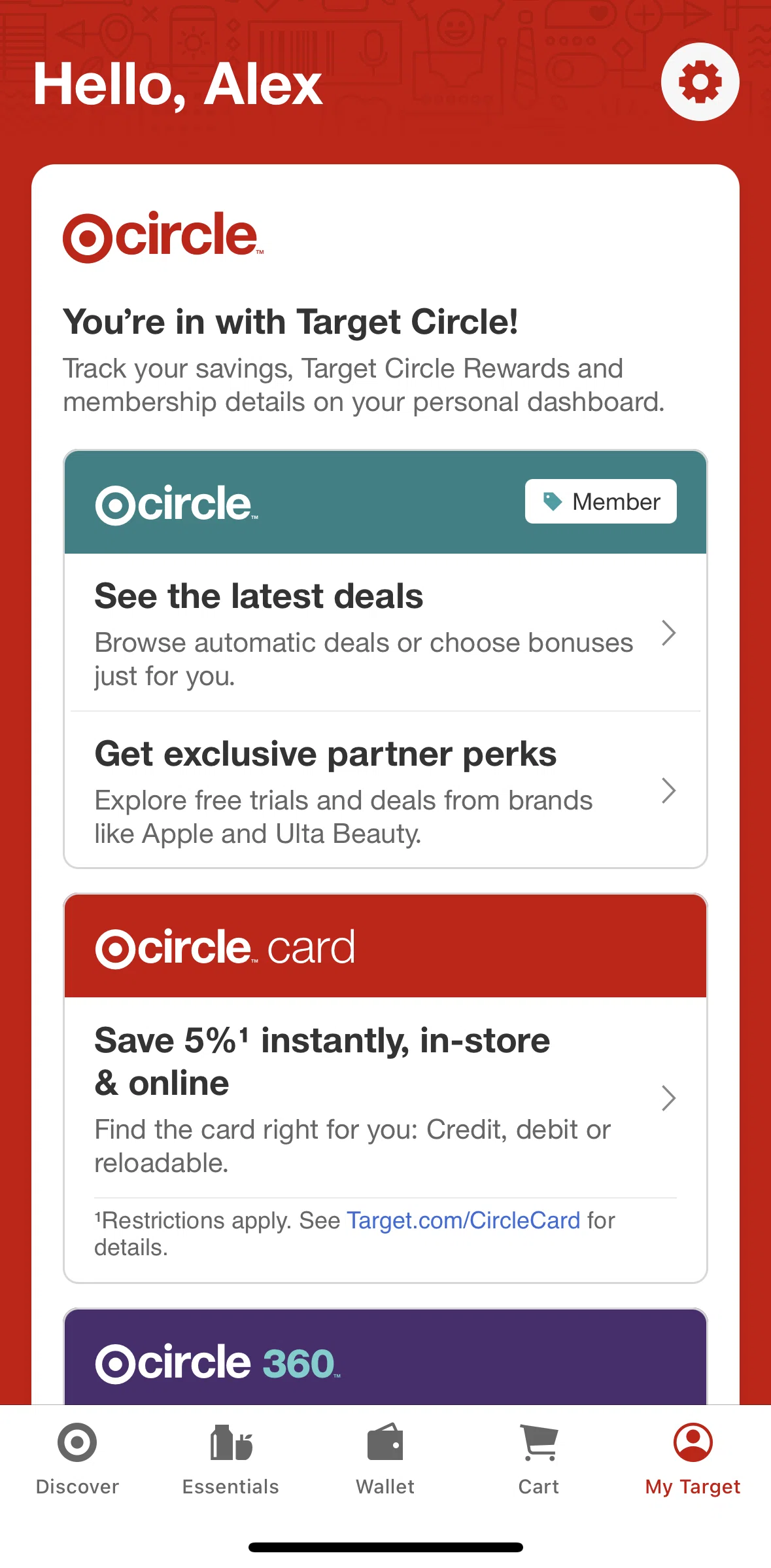 Target Screen screen in the Target Circle deals flow