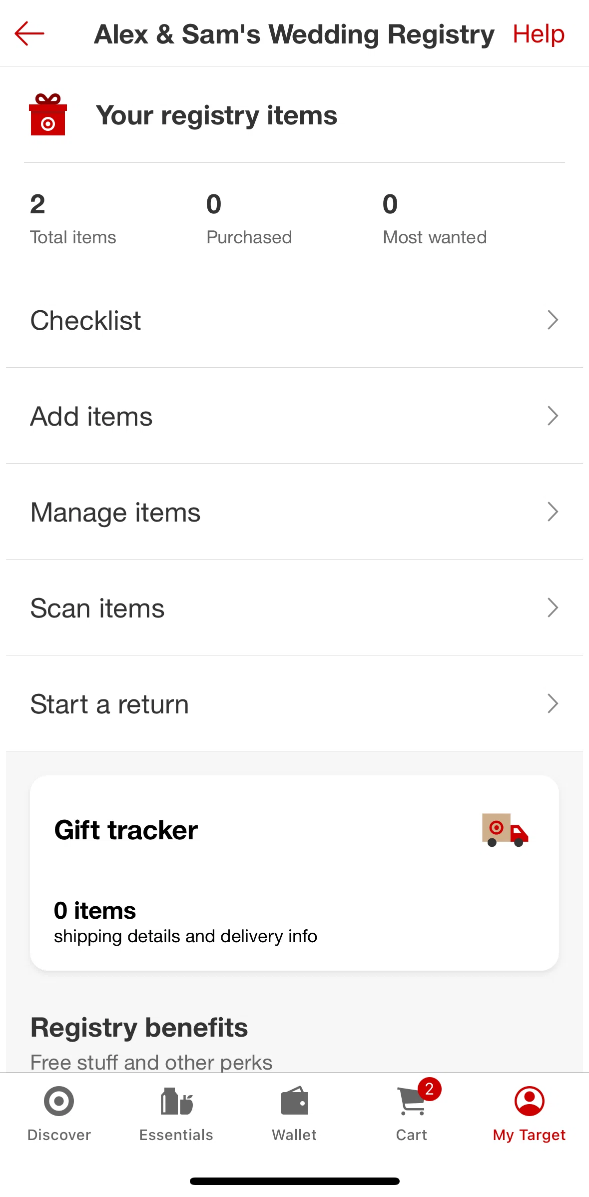 Target Screen screen in the Updating registry item flow
