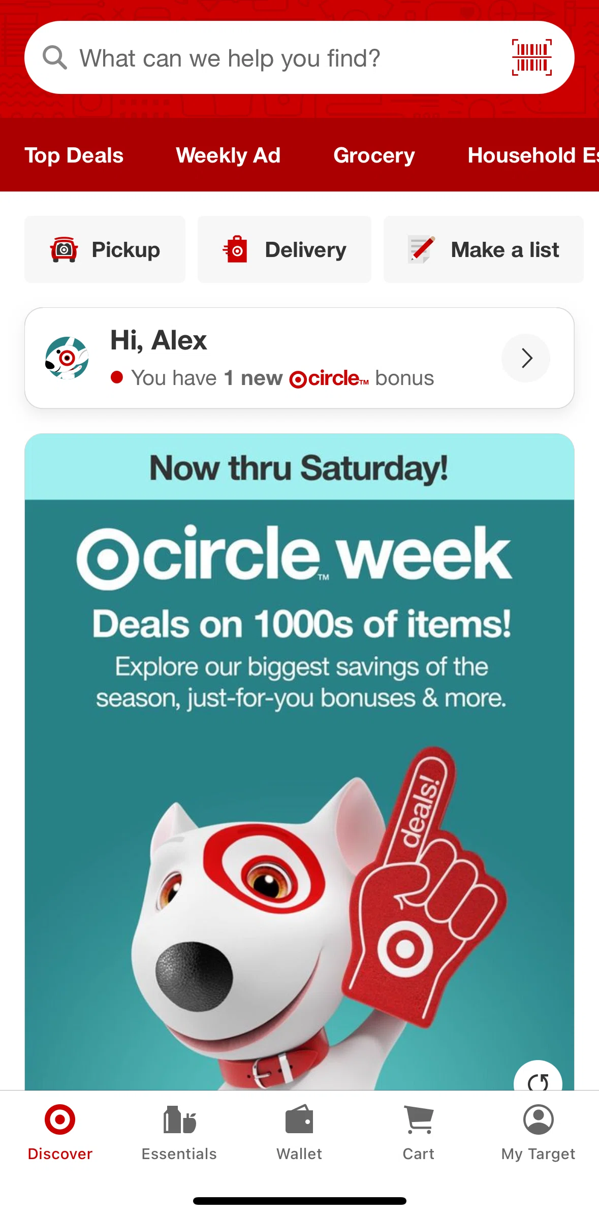 Target Screen screen in the Weekly Ad flow