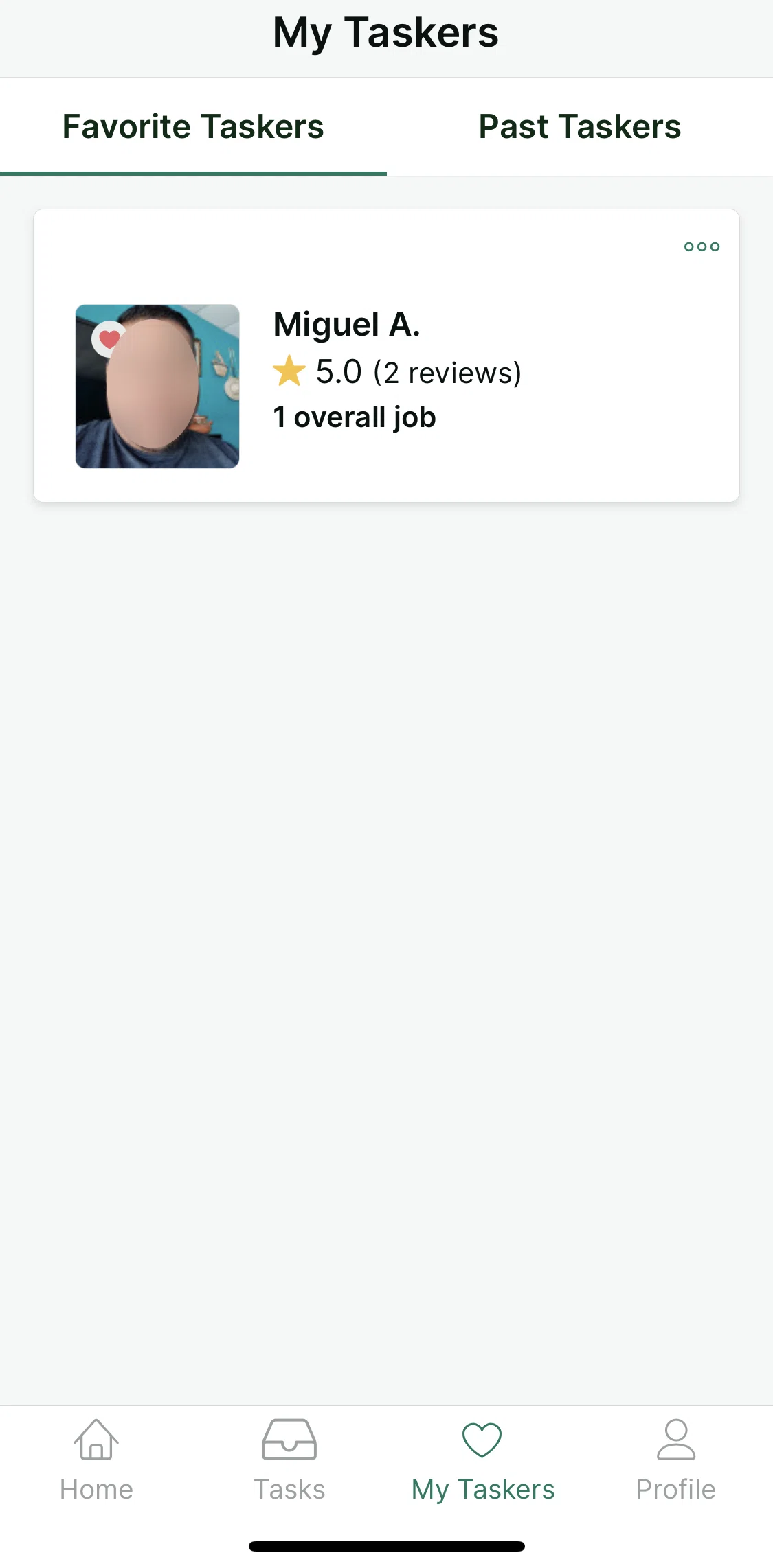 TaskRabbit Screen screen in the My Taskers flow