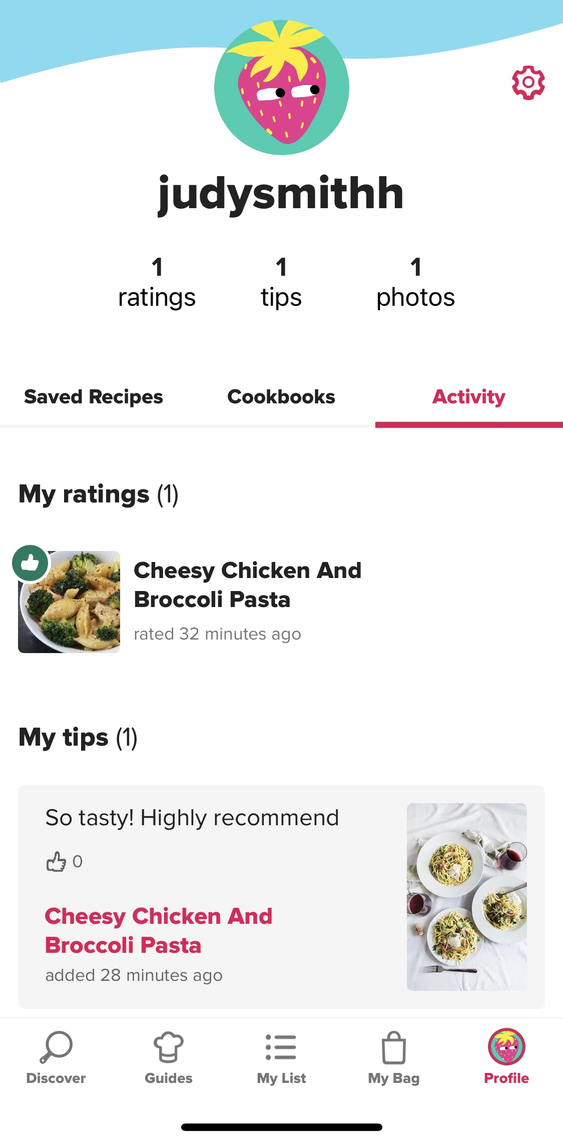 Tasty Screen screen in the Changing profile picture flow