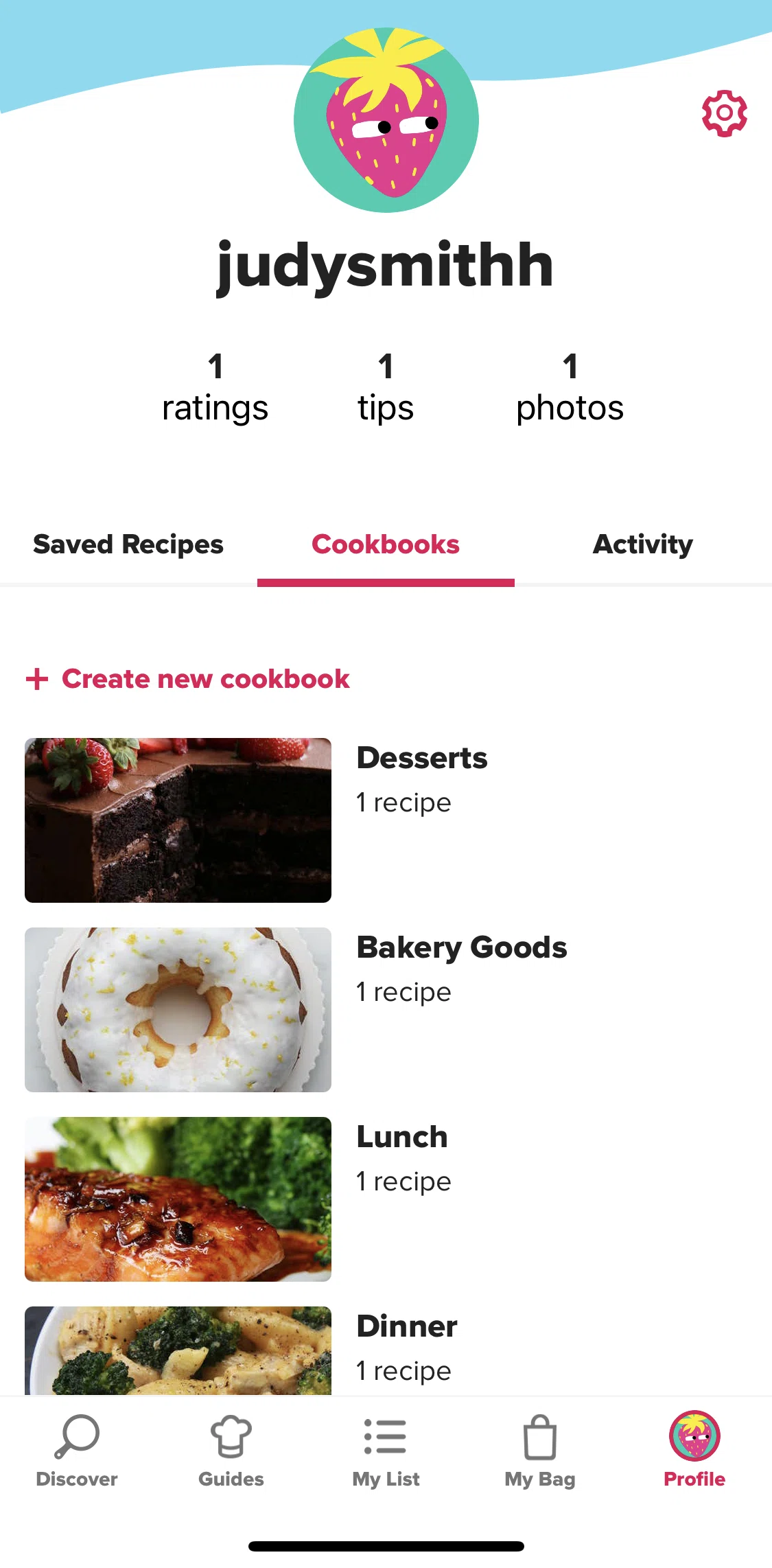 Tasty Screen screen in the Creating a new cookbook flow