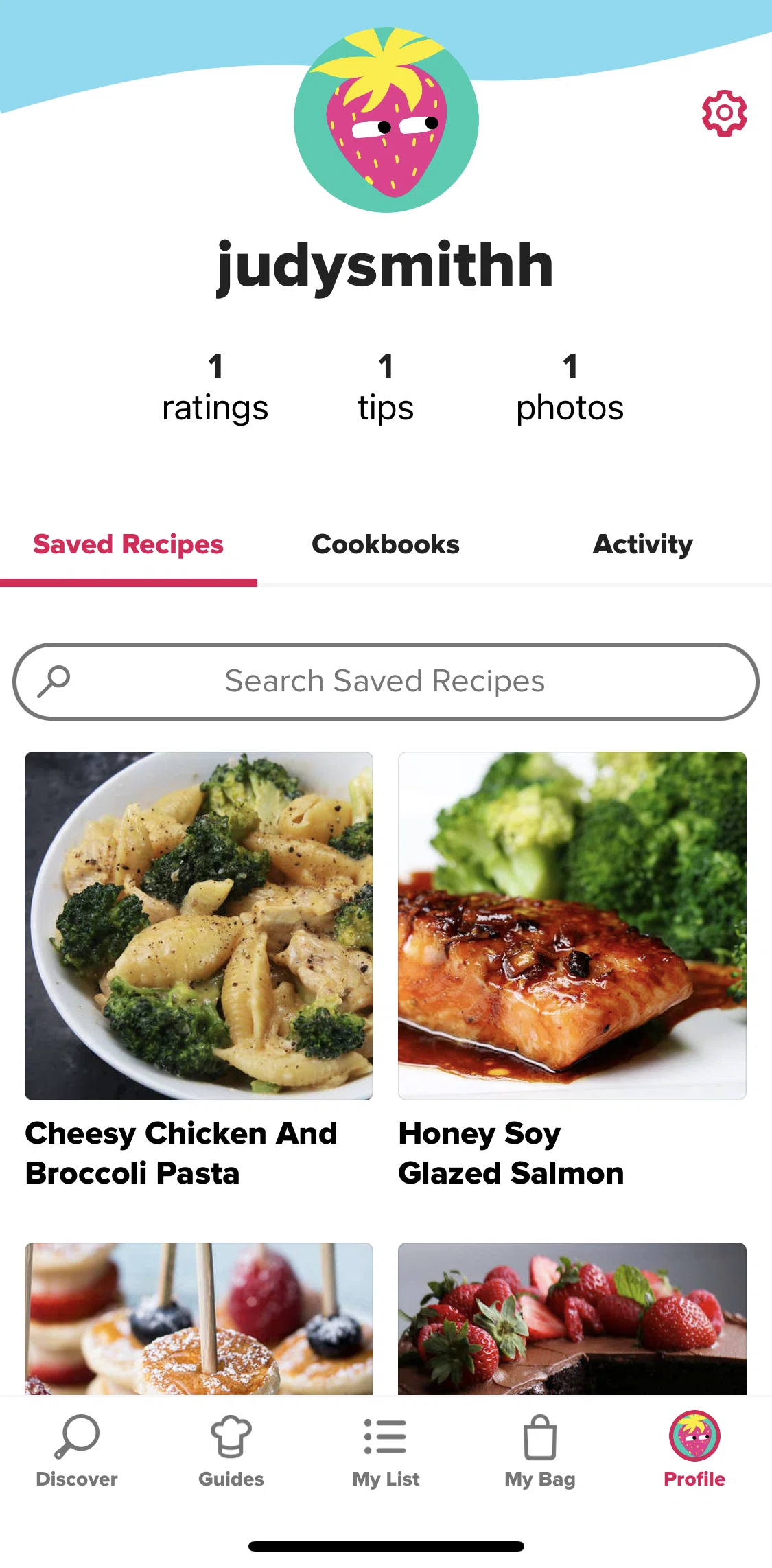 Tasty Screen screen in the Profile flow
