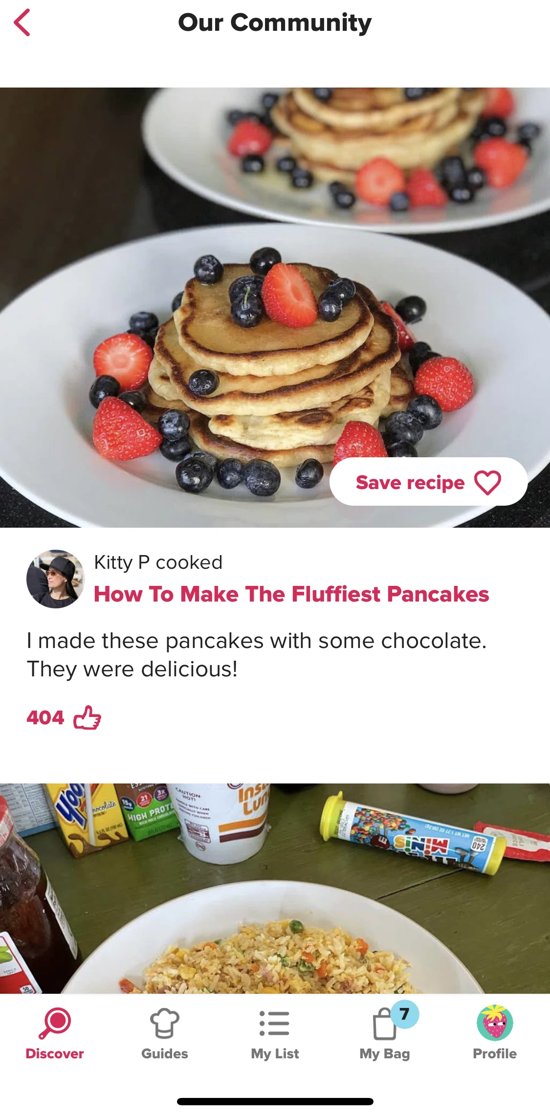 Tasty Screen screen in the Saving a recipe (community) flow