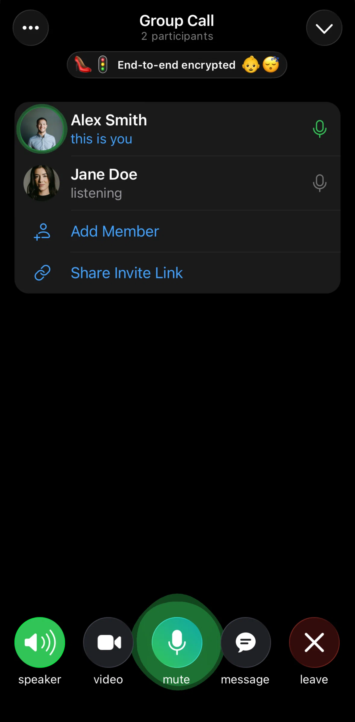 Telegram Screen screen in the Adding a member flow