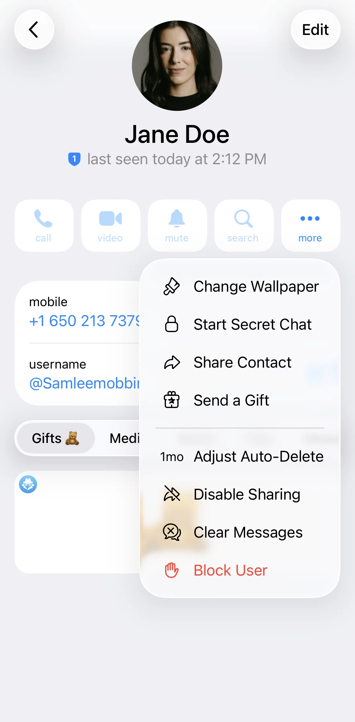 Telegram Screen screen in the Changing an auto-delete timer flow